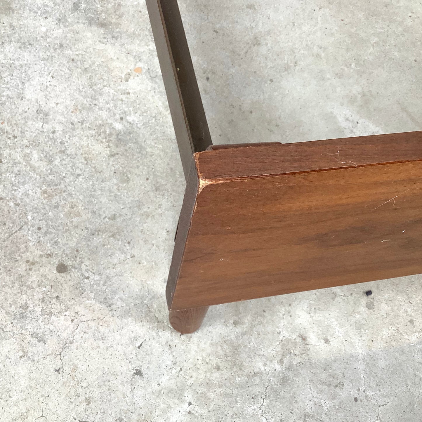 Mid-Century Walnut Twin Bed Frame with Storage Headboard
