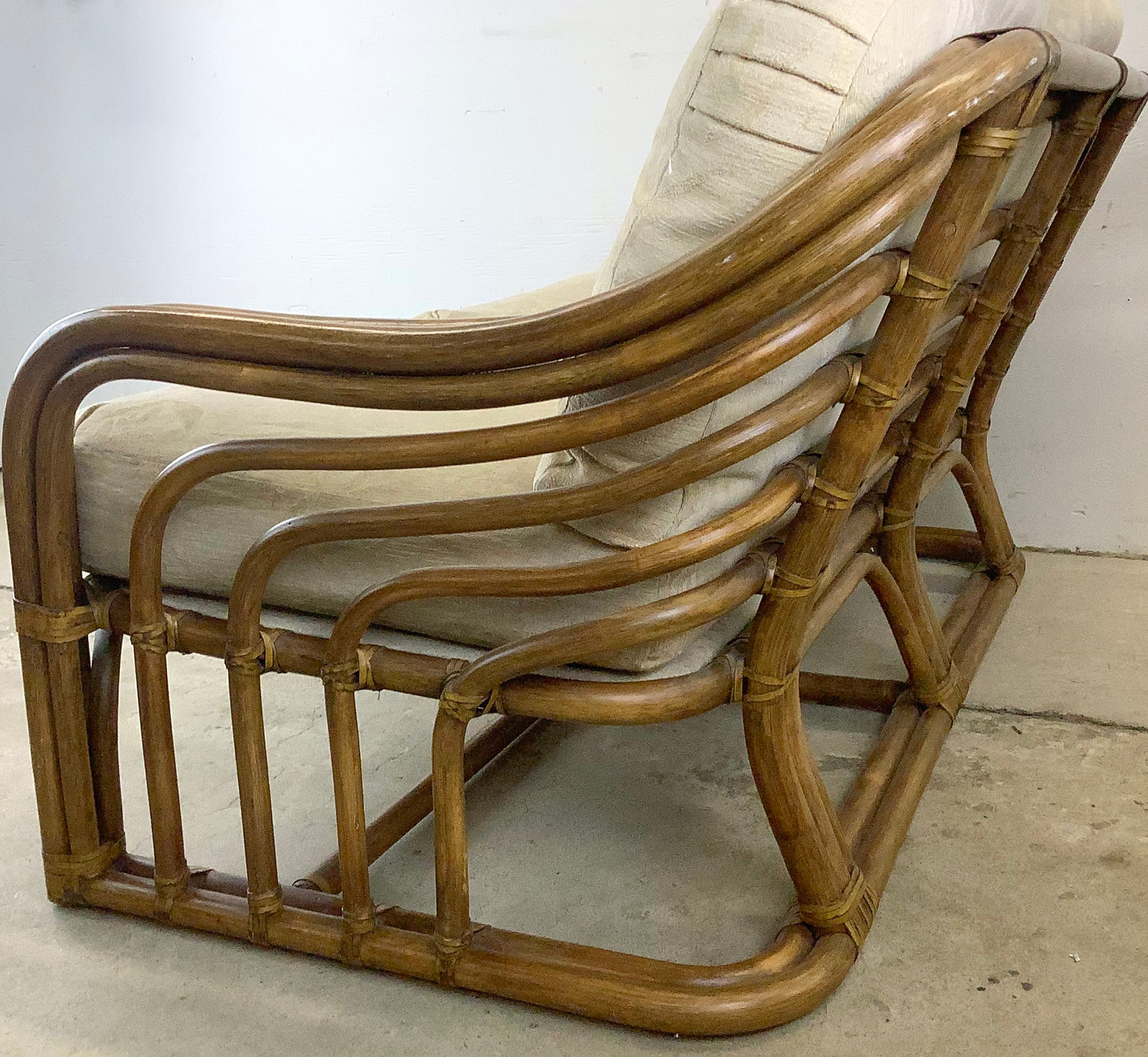 Vintage Coastal Rattan Loveseat