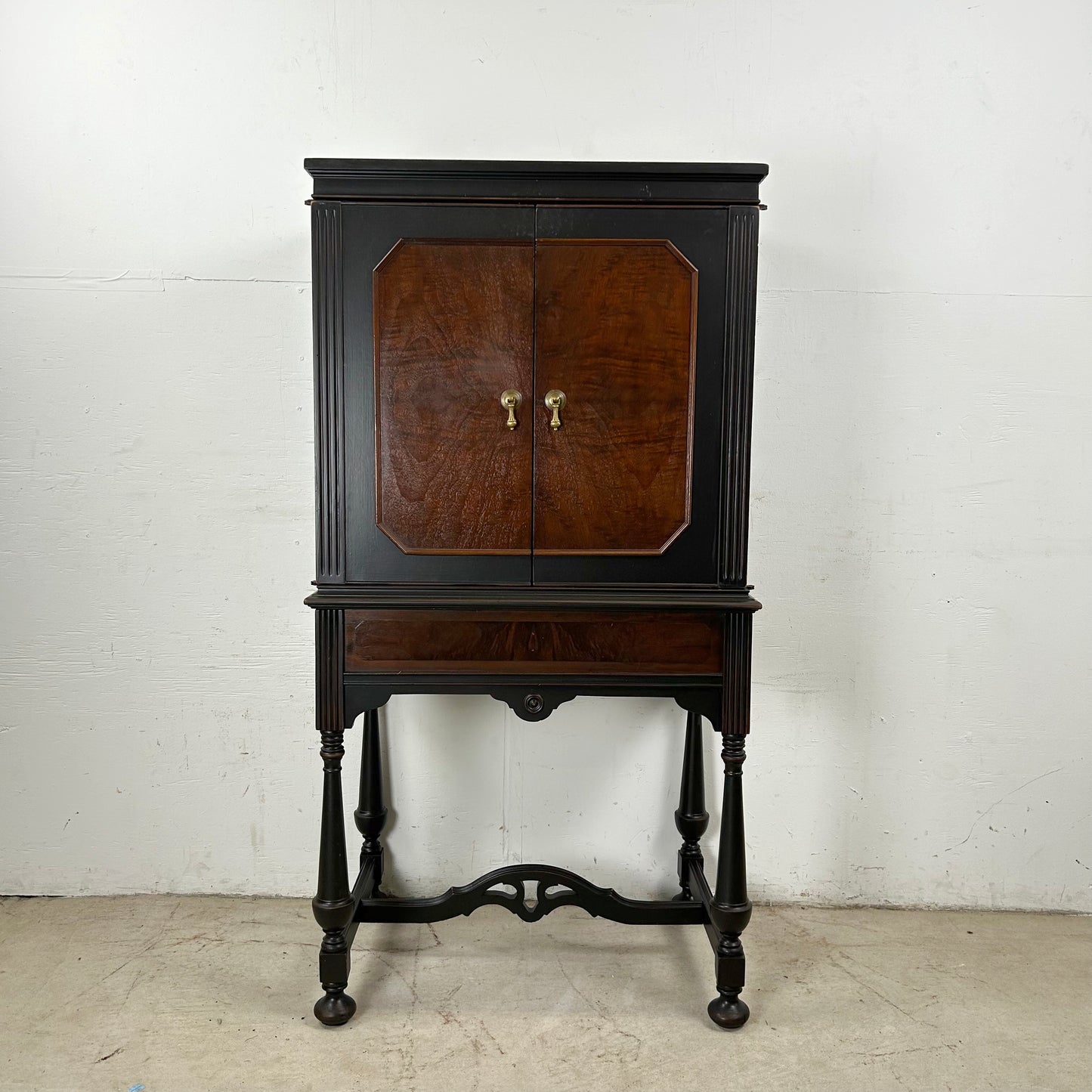 Tall Traditional Modern Bar Cabinet With Dropfront
