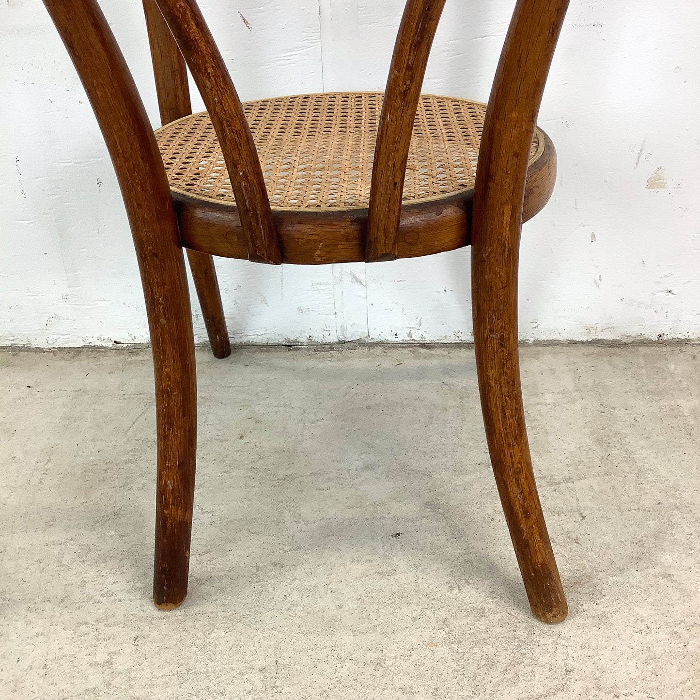 Vintage Thonet Style Children's Armchair With Bentwood Frame and Cane Seat