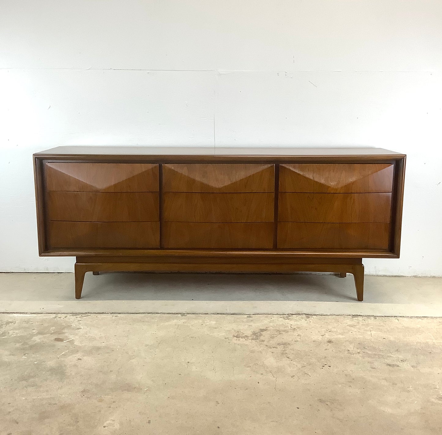 MCM Walnut Diamond Front Dresser by United Furniture