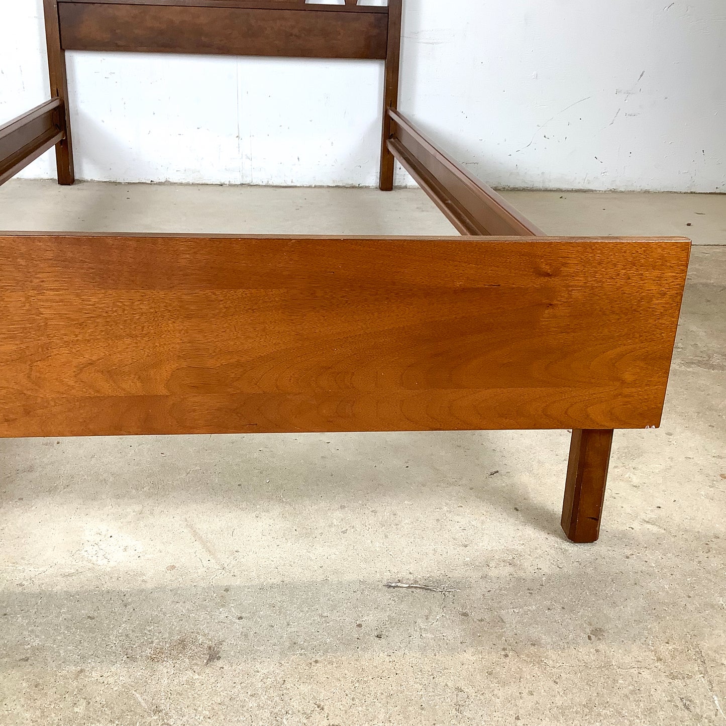 Mid-Century Walnut Twin Bed Frame – Vintage Modern Design