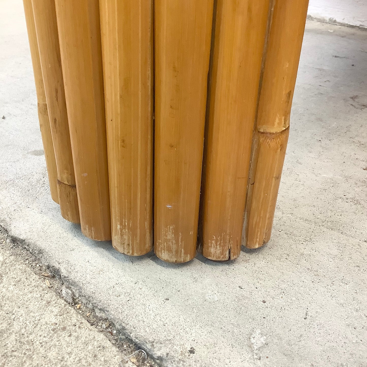 Pair Paul Frankl Style Rattan Wedge End Tables