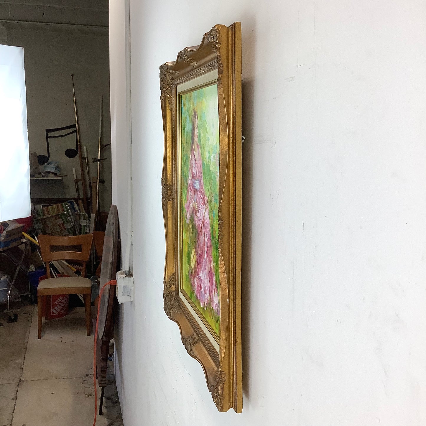 Original Vintage Oil by Karin Schaefers – Woman in Pink Kimono