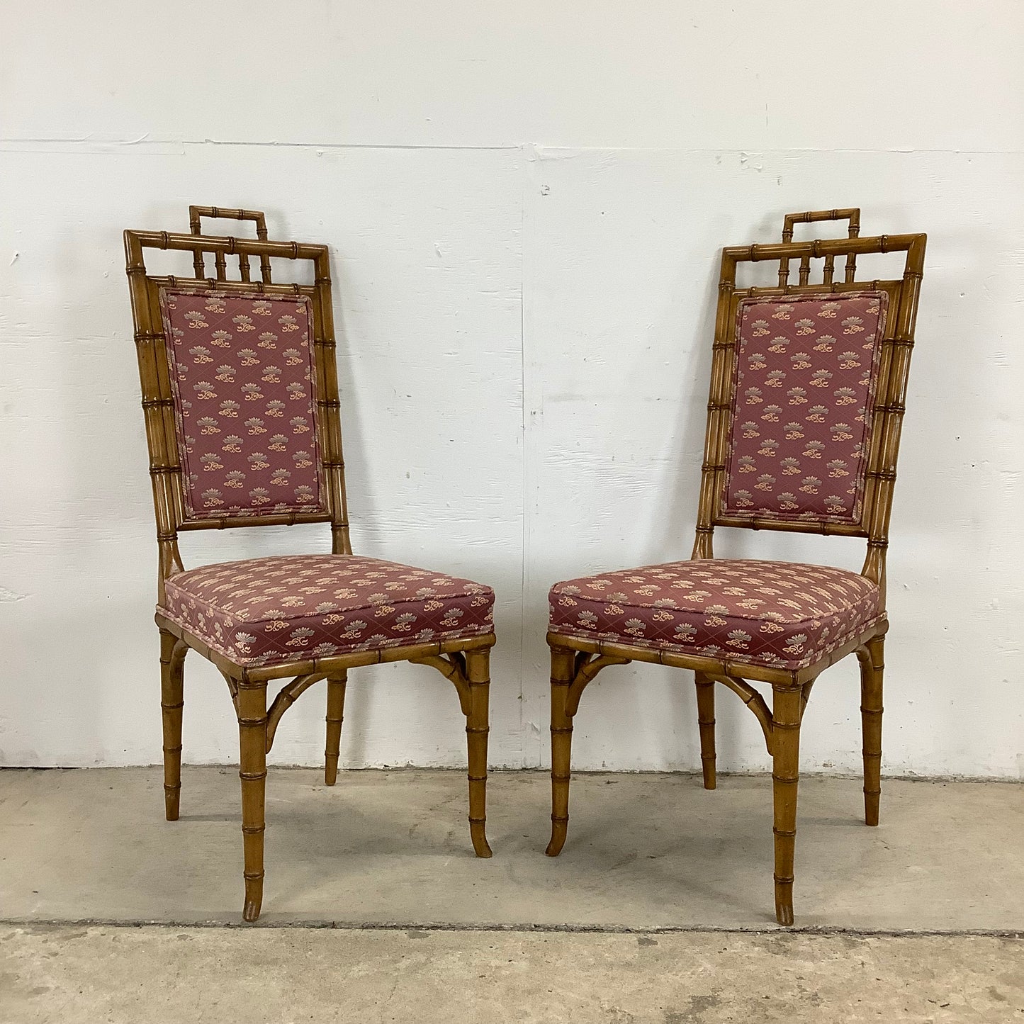 Vintage Regency Faux Bamboo Dining Chairs- set of Six