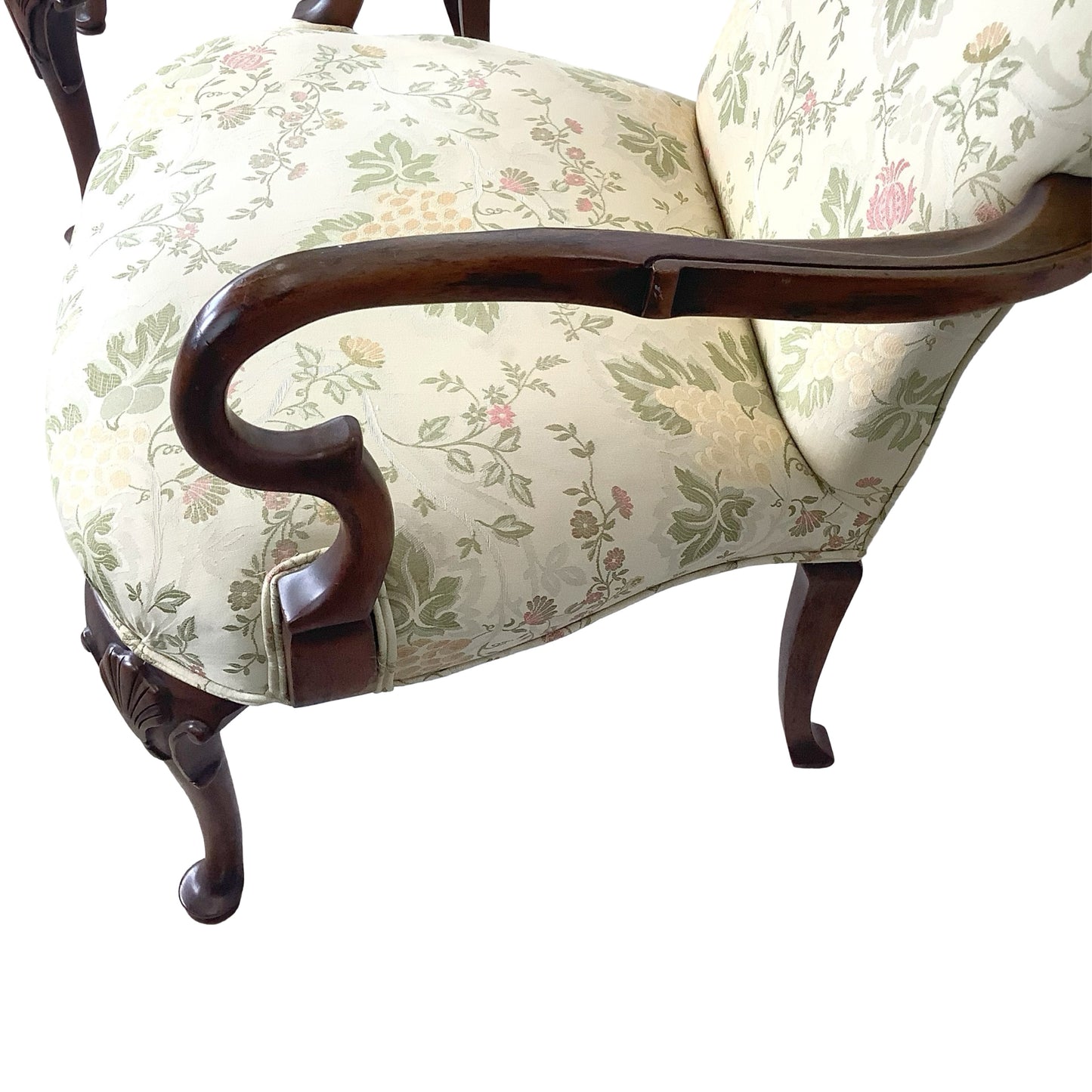 Vintage Pair of Georgian Revival Armchairs | Floral Upholstery | Set of 2