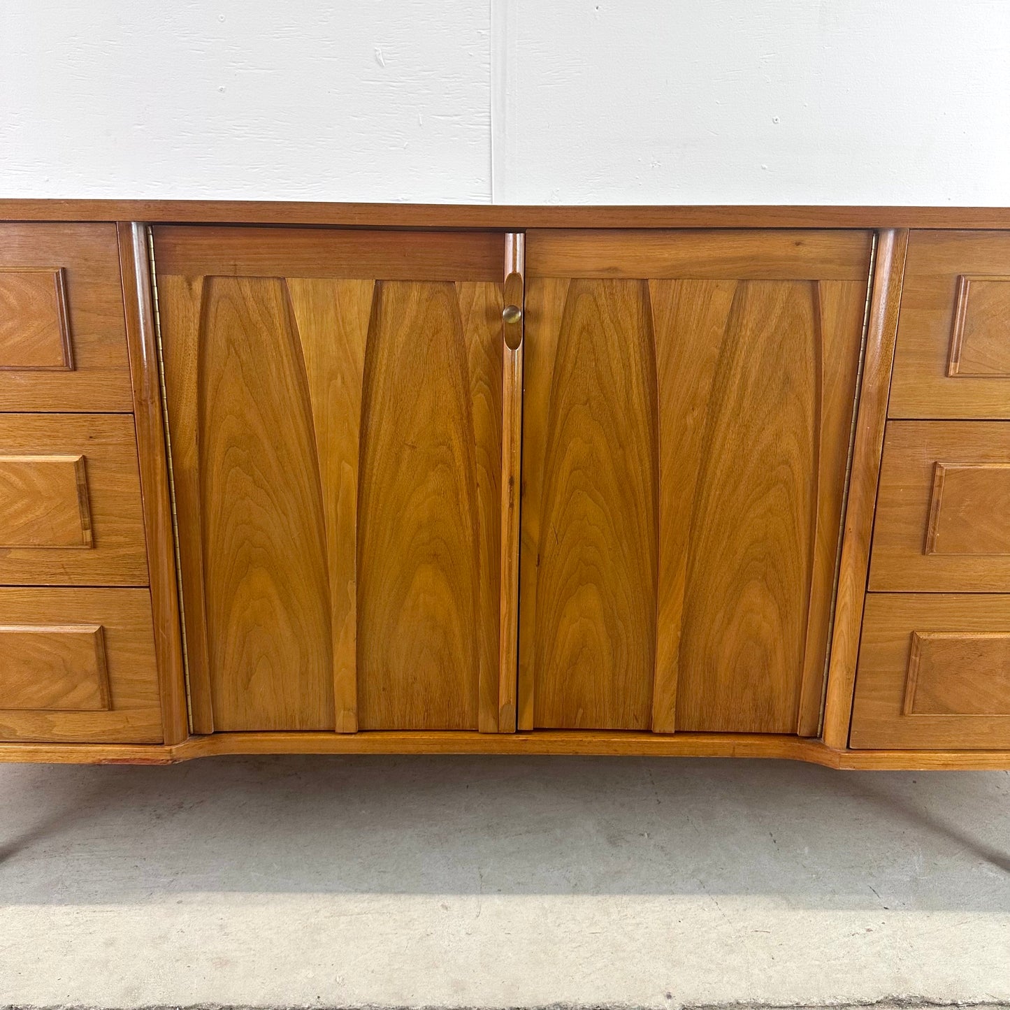 Mid-Century Lowboy Walnut Dresser With Drumstick Legs