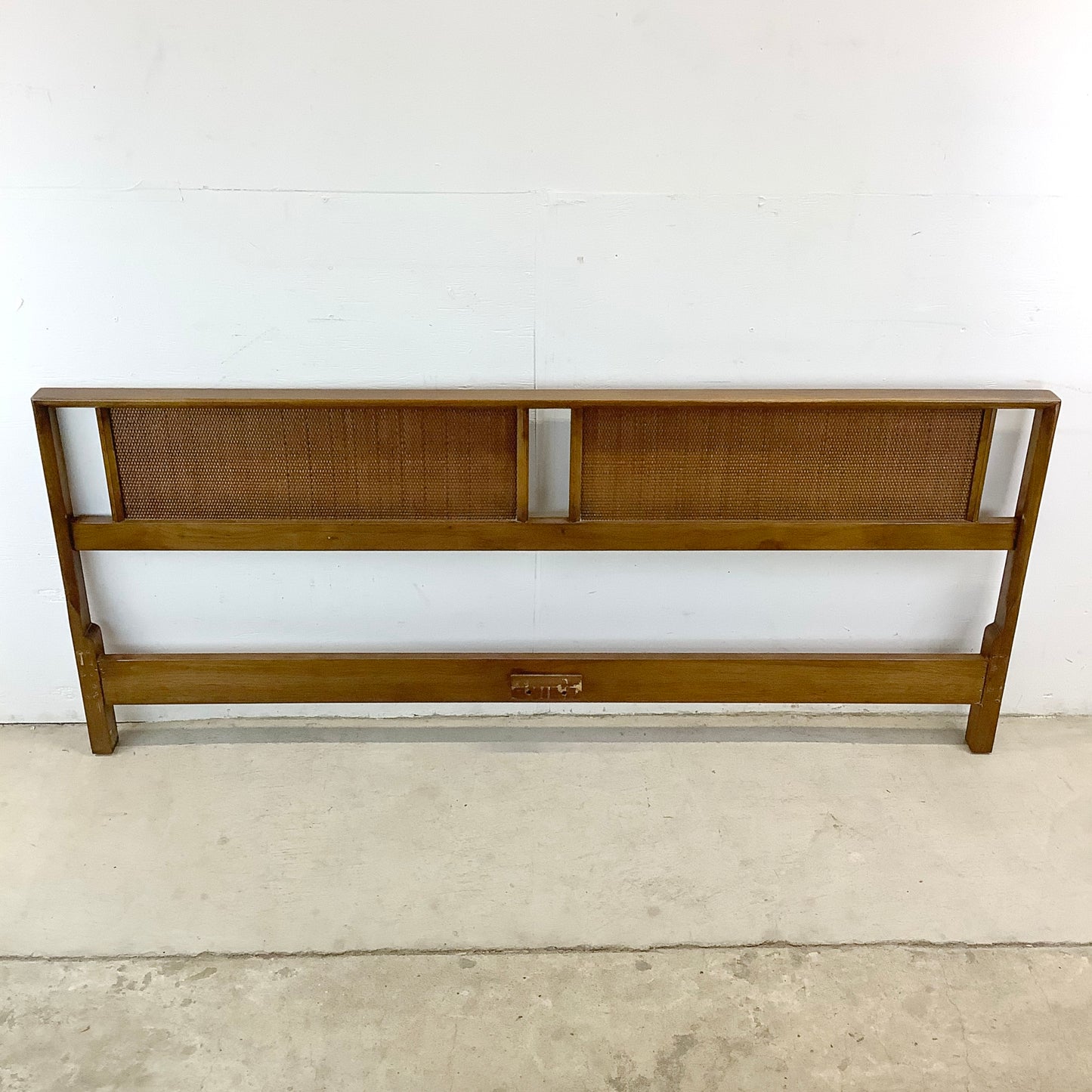 Mid-Century Walnut and Cane Headboard- King Size