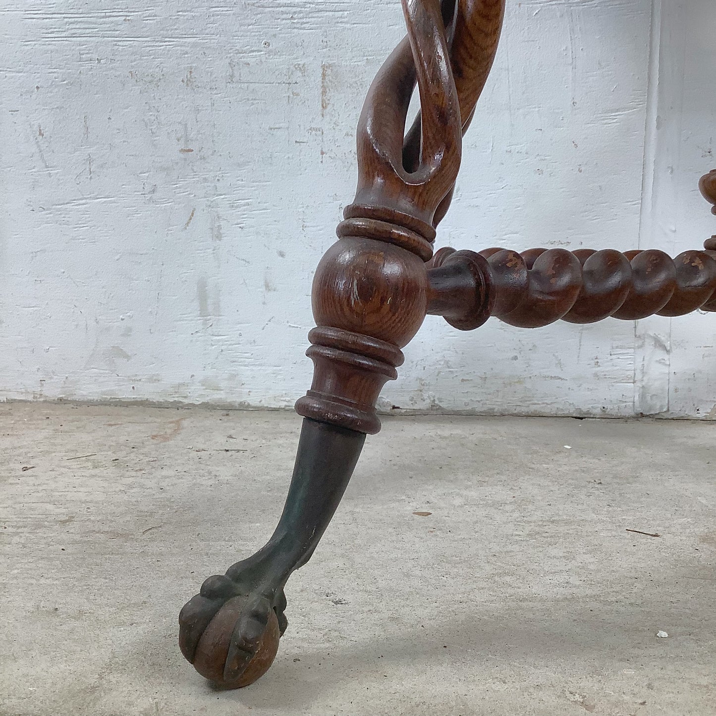 Antique Wood Table with Ball and Claw Feet