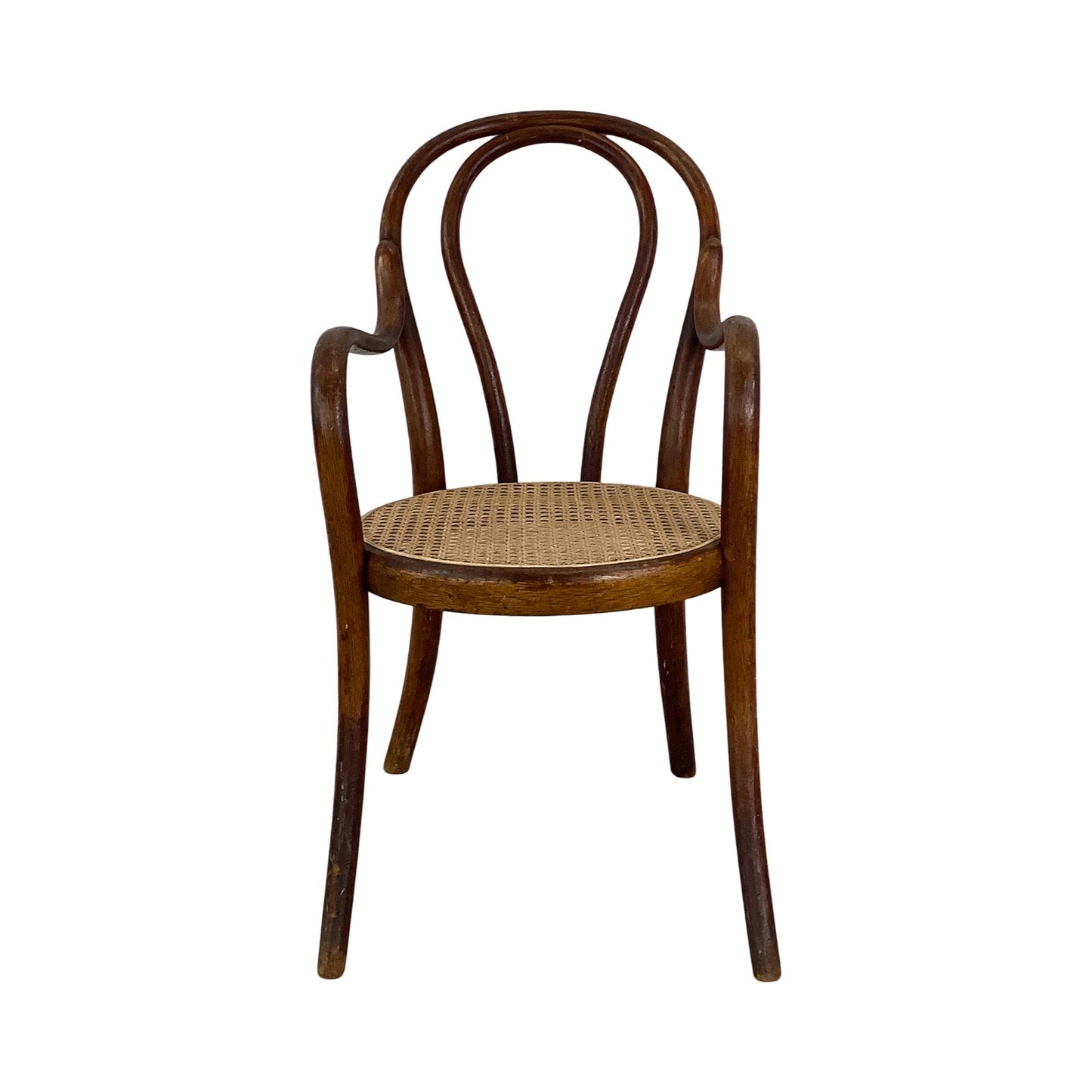 Vintage Thonet Style Children's Armchair With Bentwood Frame and Cane Seat