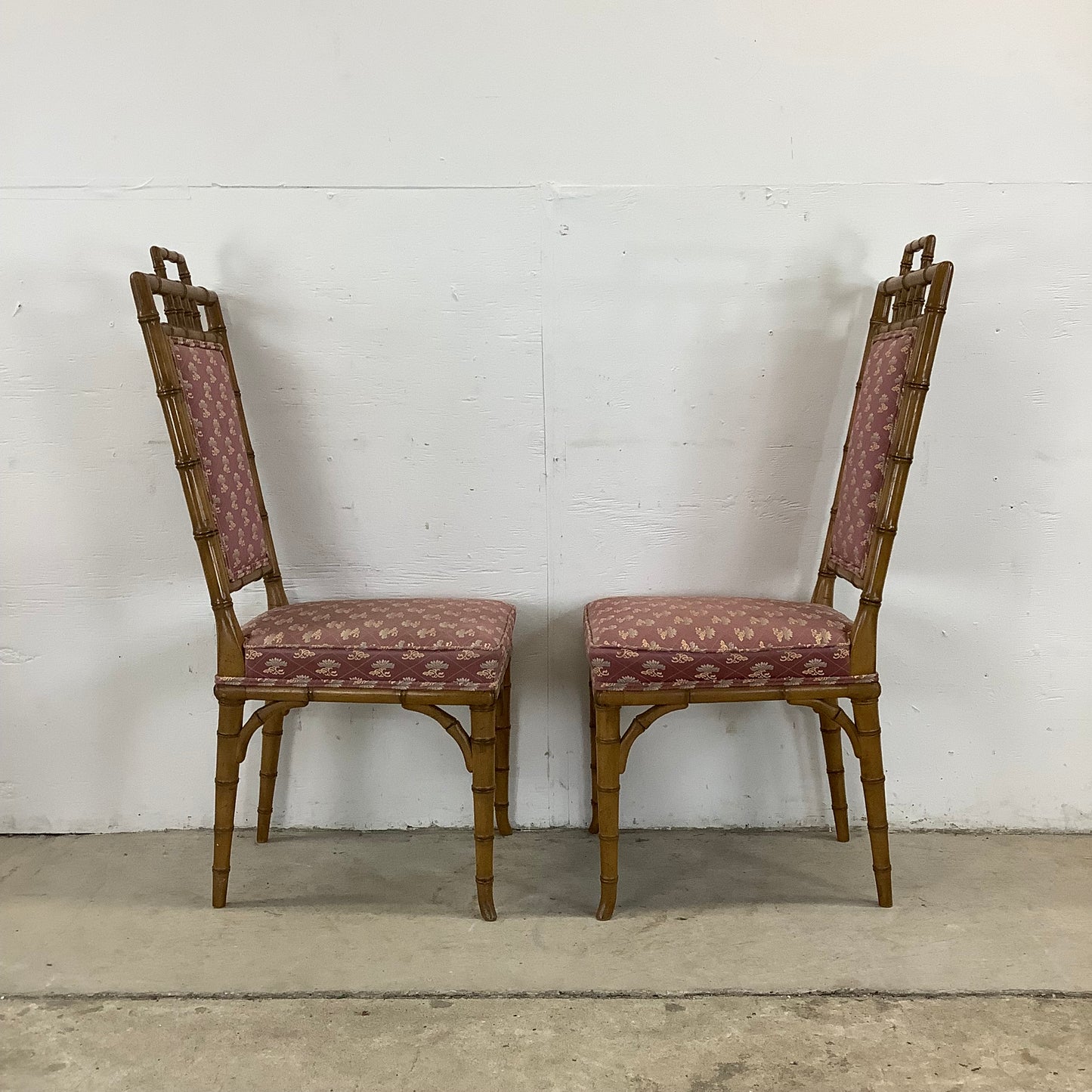 Vintage Regency Faux Bamboo Dining Chairs- set of Six
