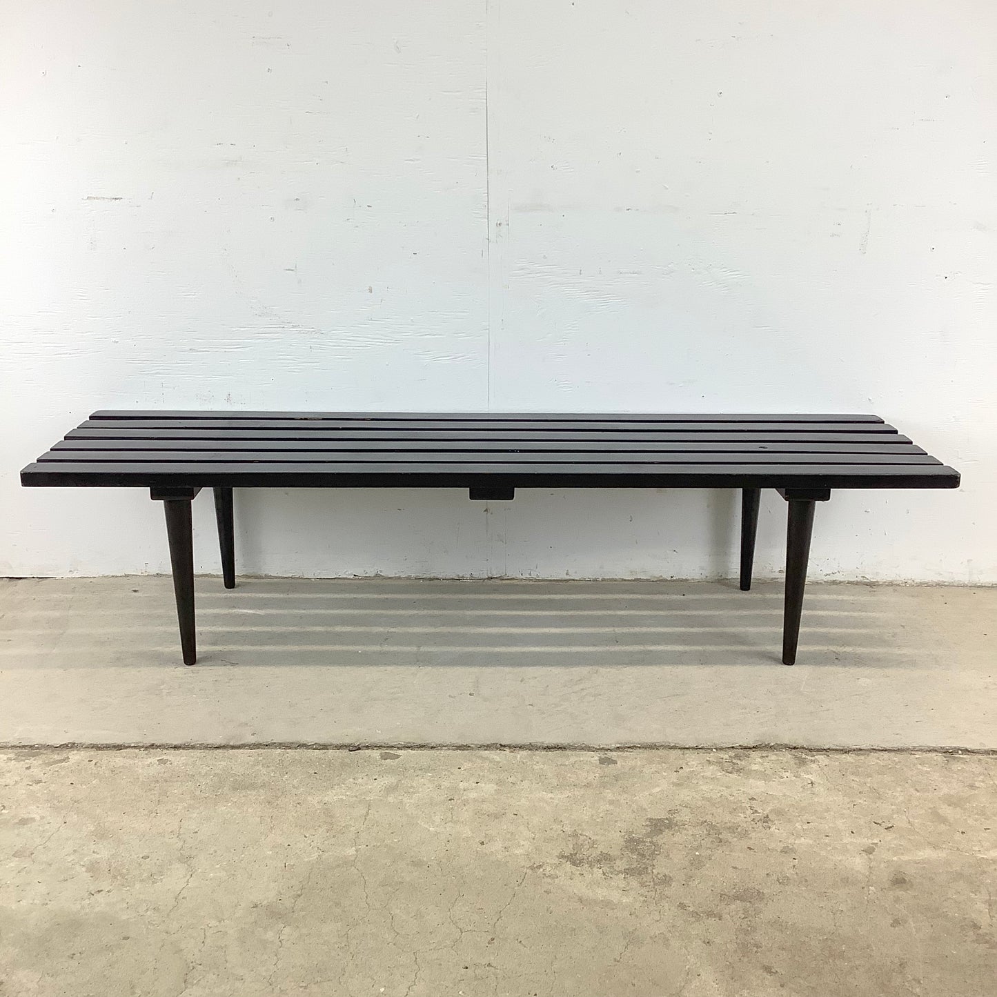 Vintage Modern Black Slat Coffee Table or Bench