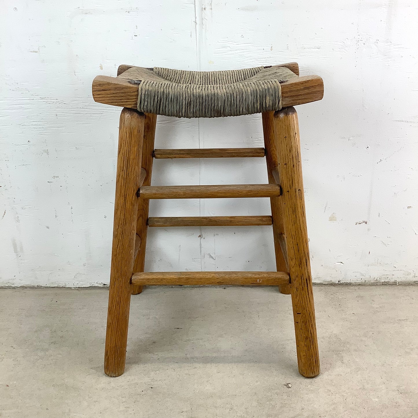 Vintage Rope Seat Counter Stool