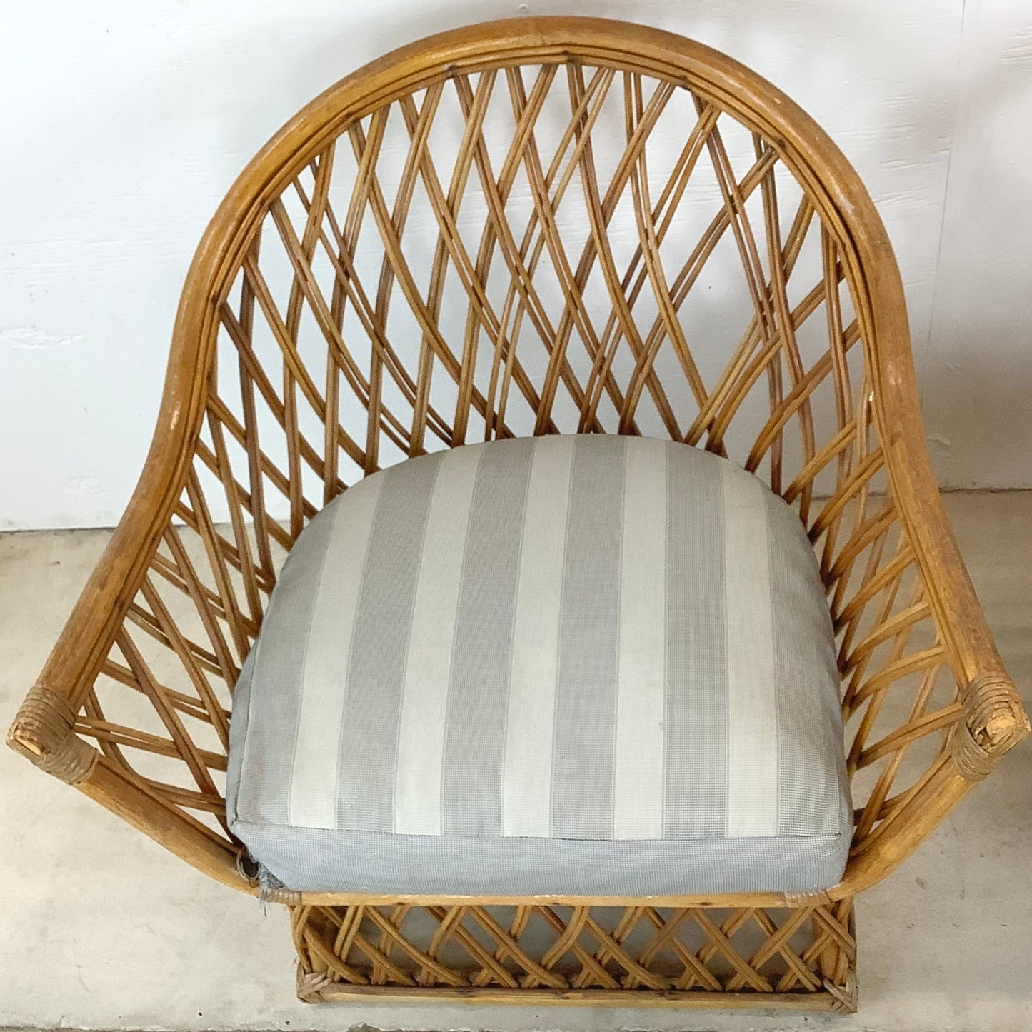 Vintage Split Reed Coastal Accent Chairs