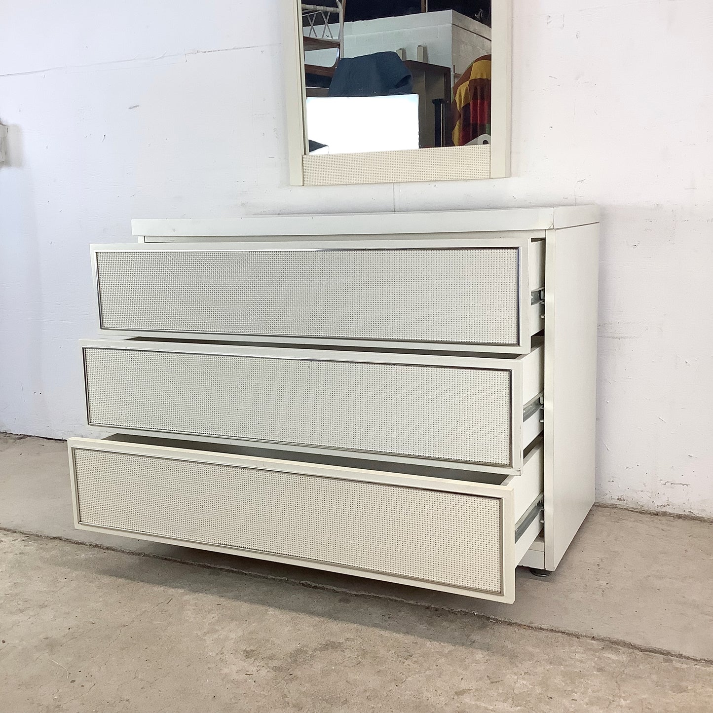 Vintage Modern Three Drawer Dresser With Mirror