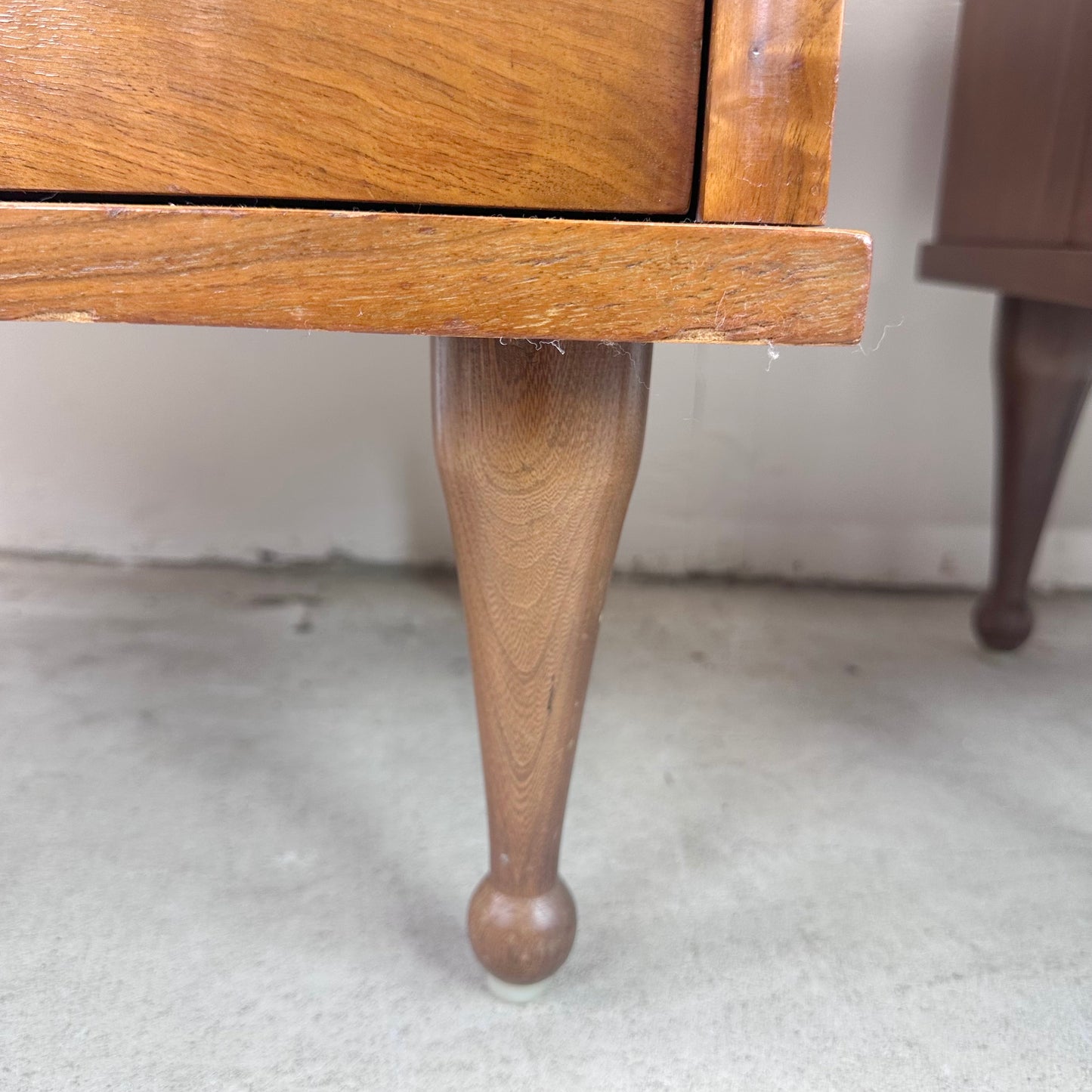 Mid-Century Two Drawer Nightstands with Drumstick Legs