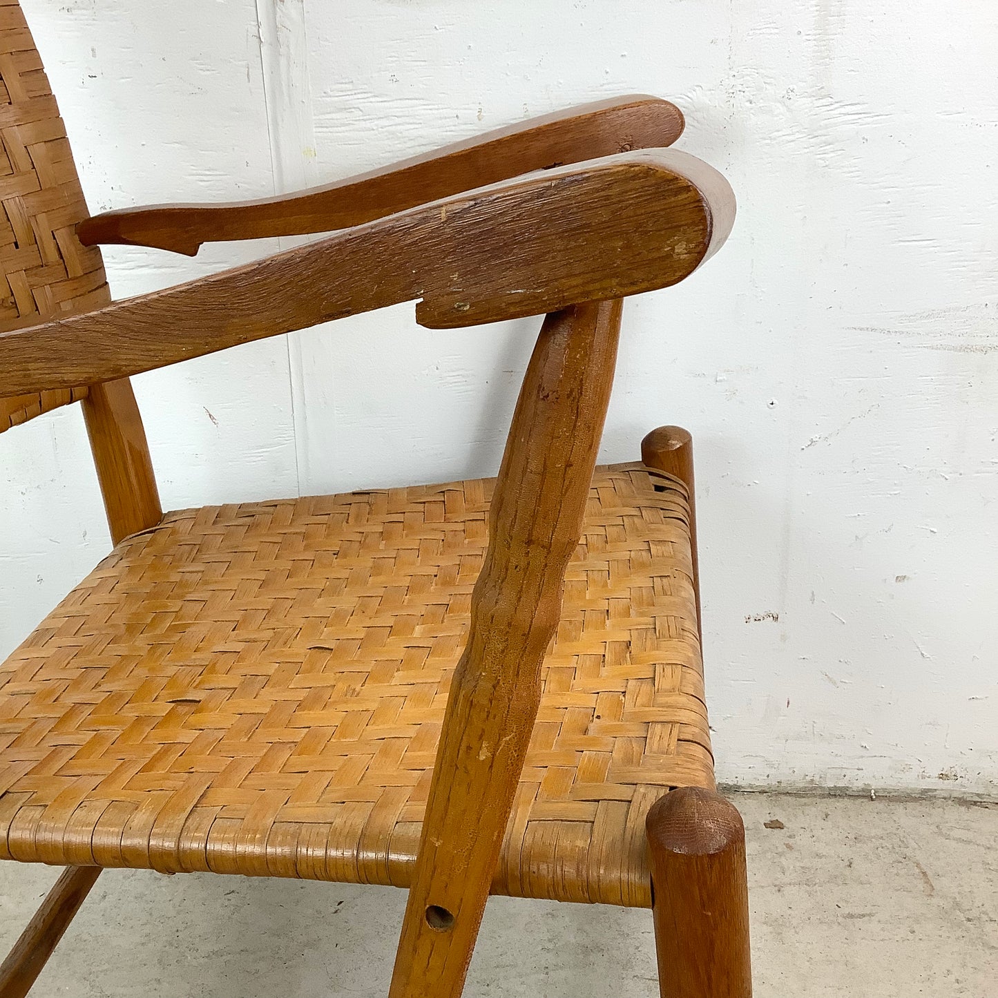 Rustic Vintage Rattan Back Armchair