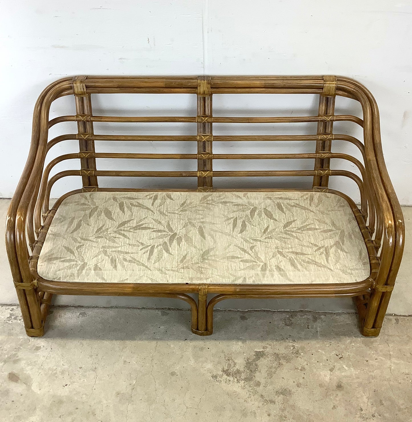 Vintage Coastal Rattan Loveseat