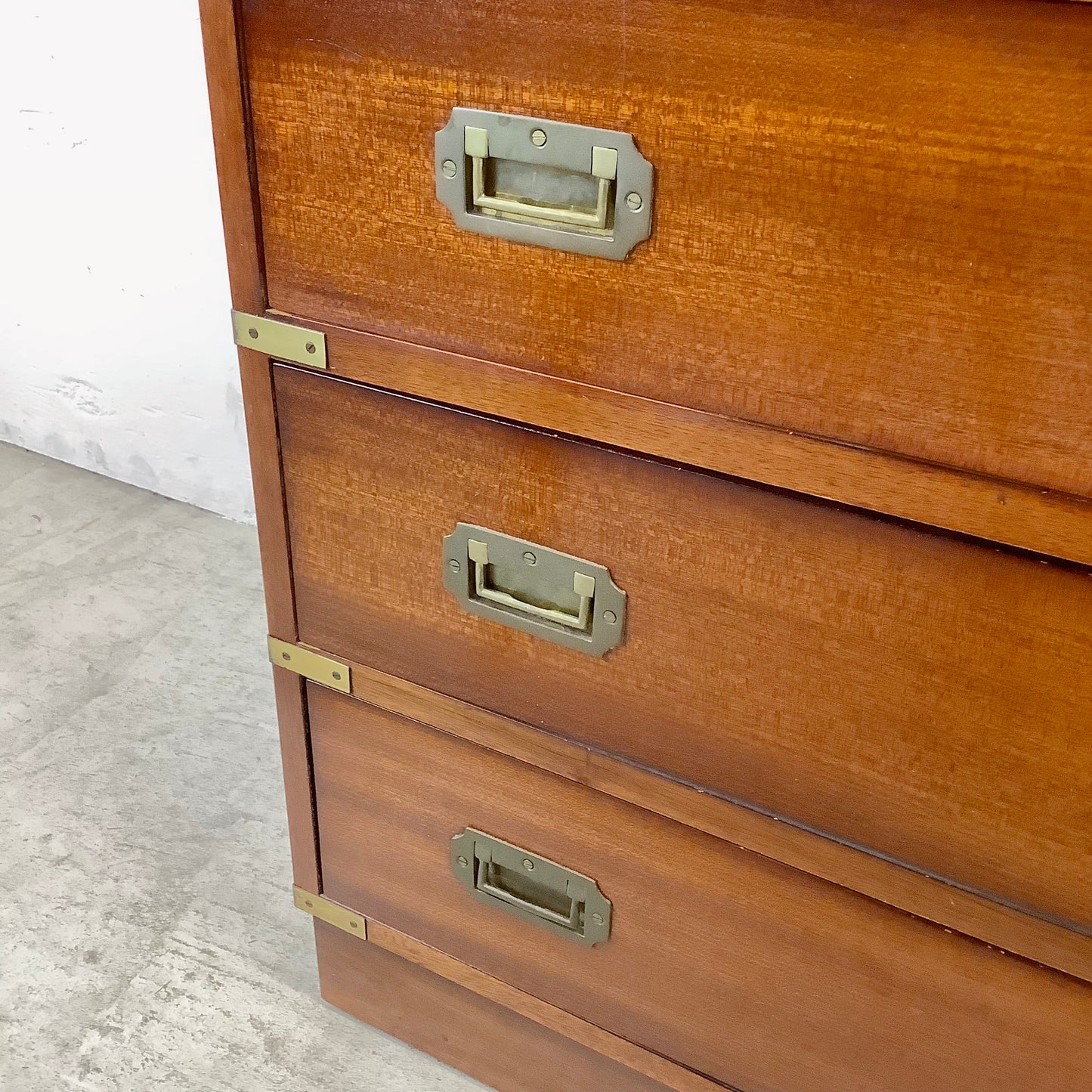 Vintage Campaign Dresser With Drop Front Desk by Doherty
