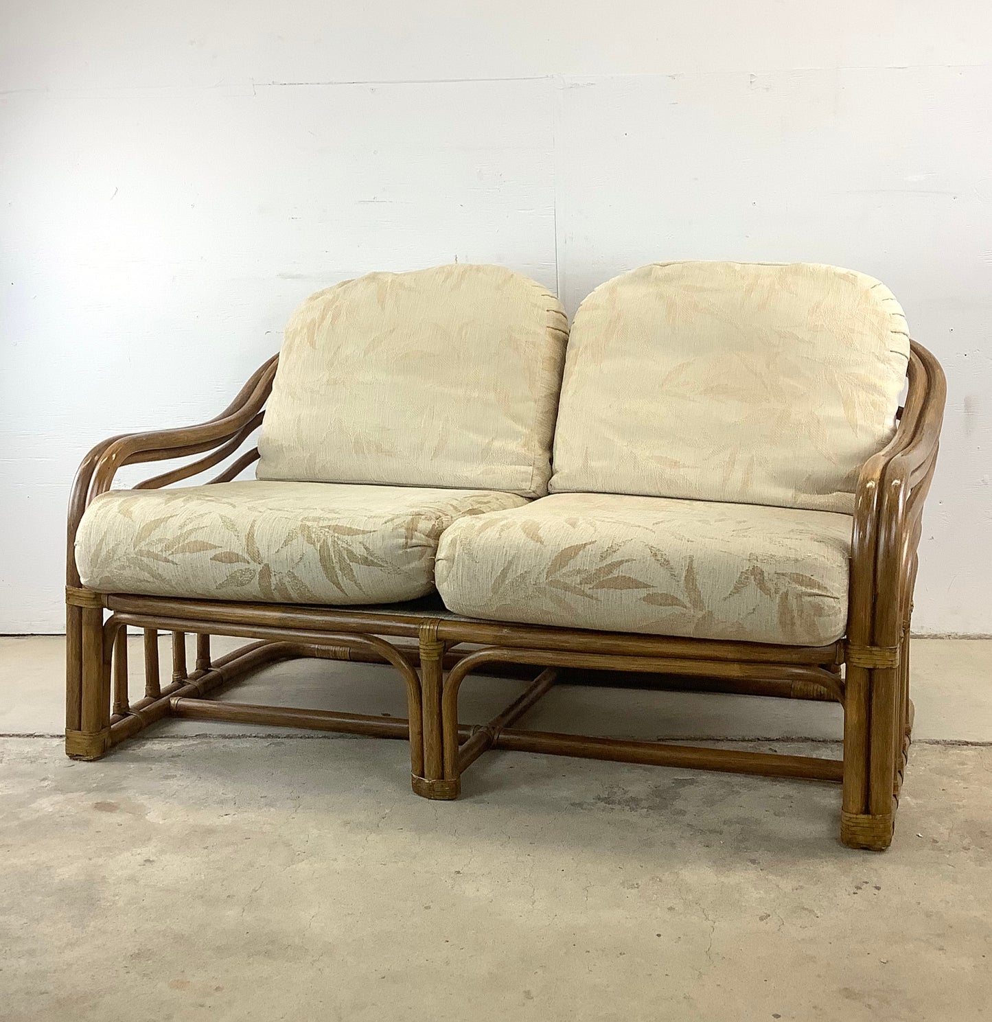 Vintage Coastal Rattan Loveseat