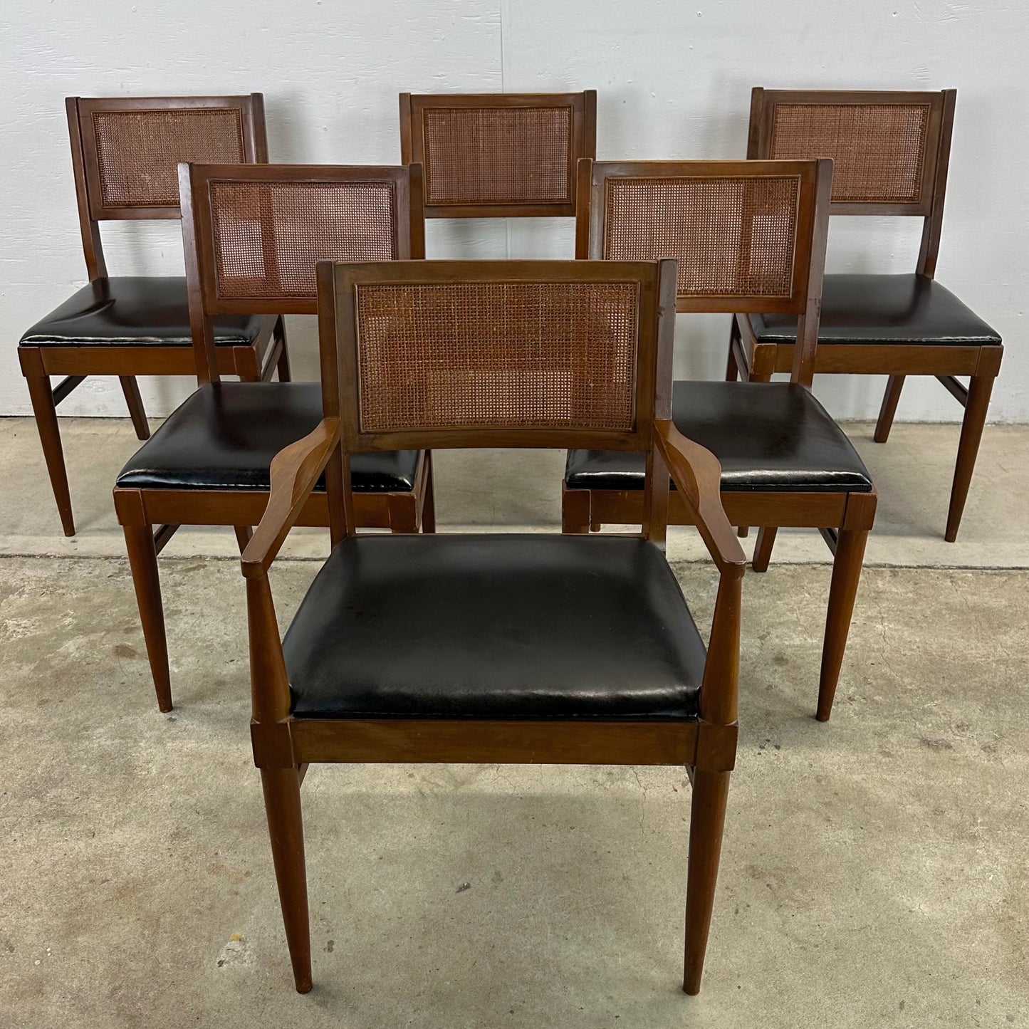 Mid-Century Cane Back Dining Chairs after Jens Risom
