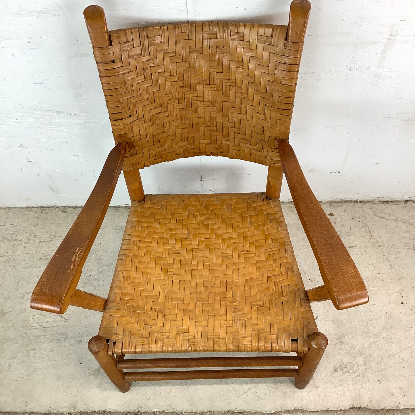Rustic Vintage Rattan Back Armchair
