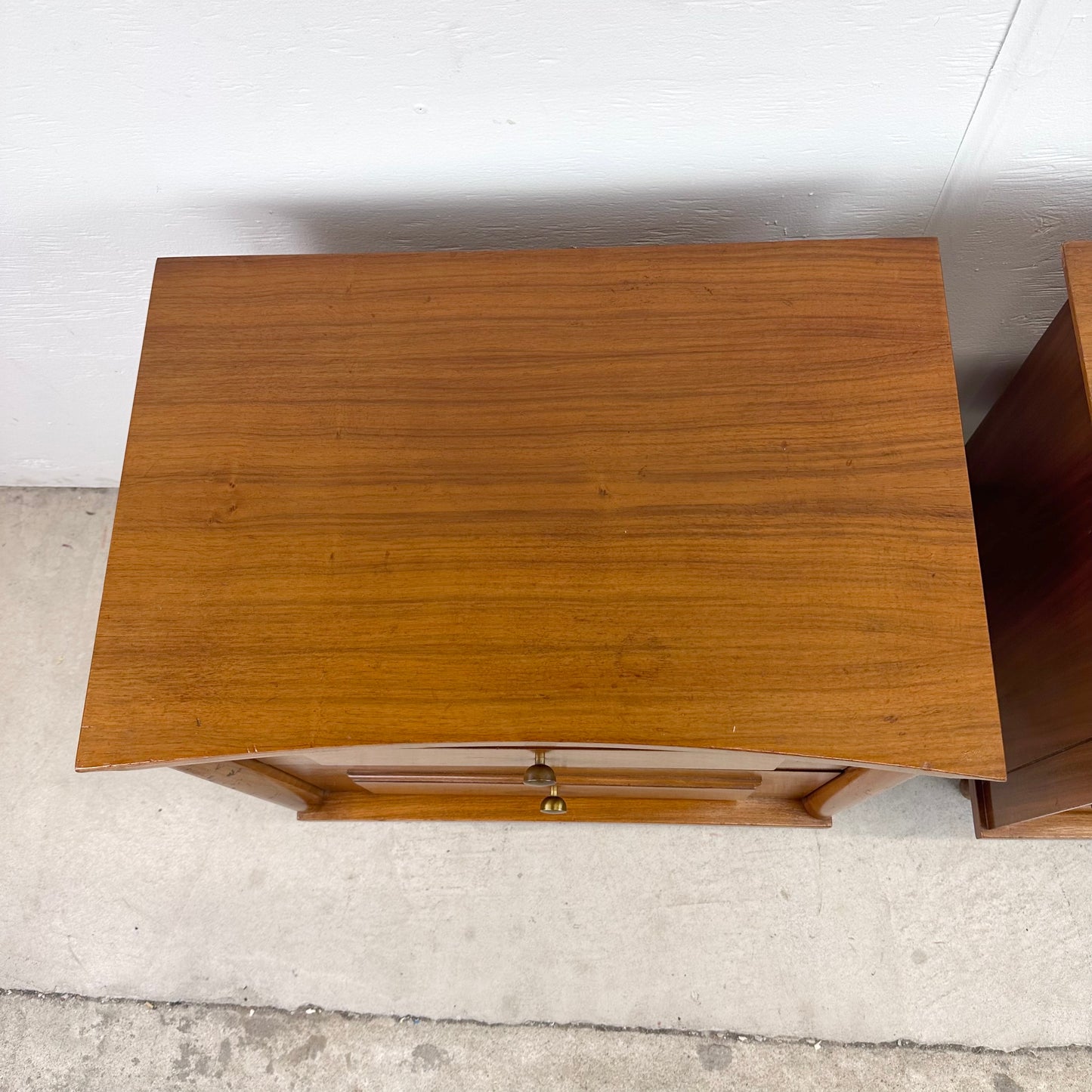 Mid-Century Two Drawer Nightstands with Drumstick Legs