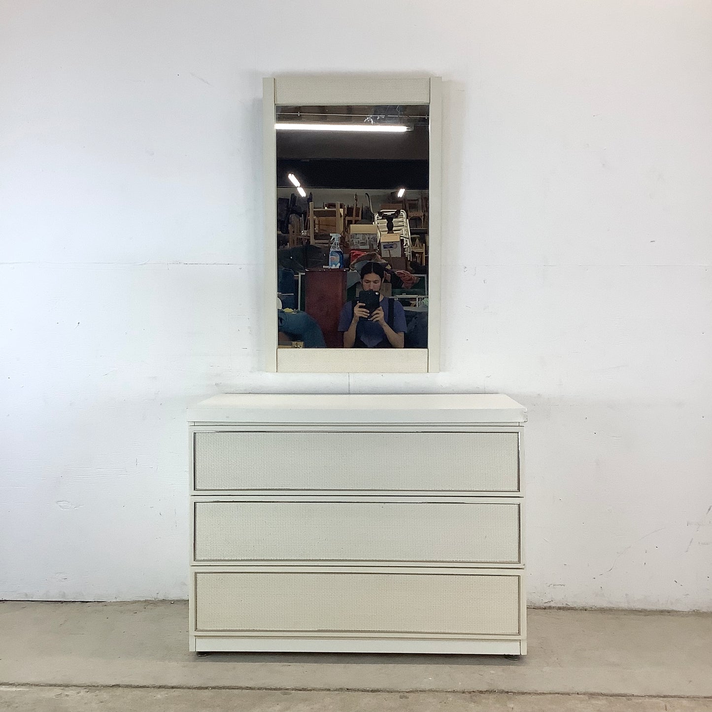 Vintage Modern Three Drawer Dresser With Mirror