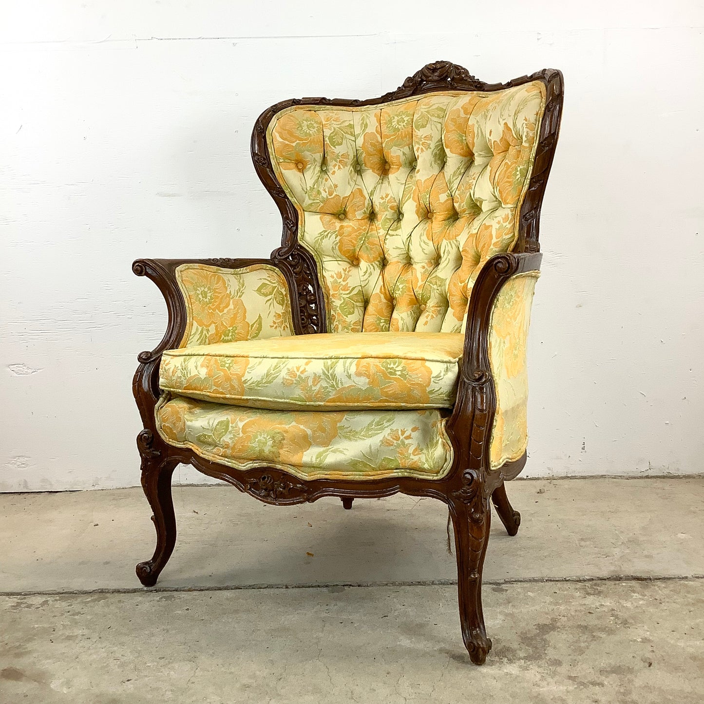 Vintage Louis XV Style Wingback Armchair