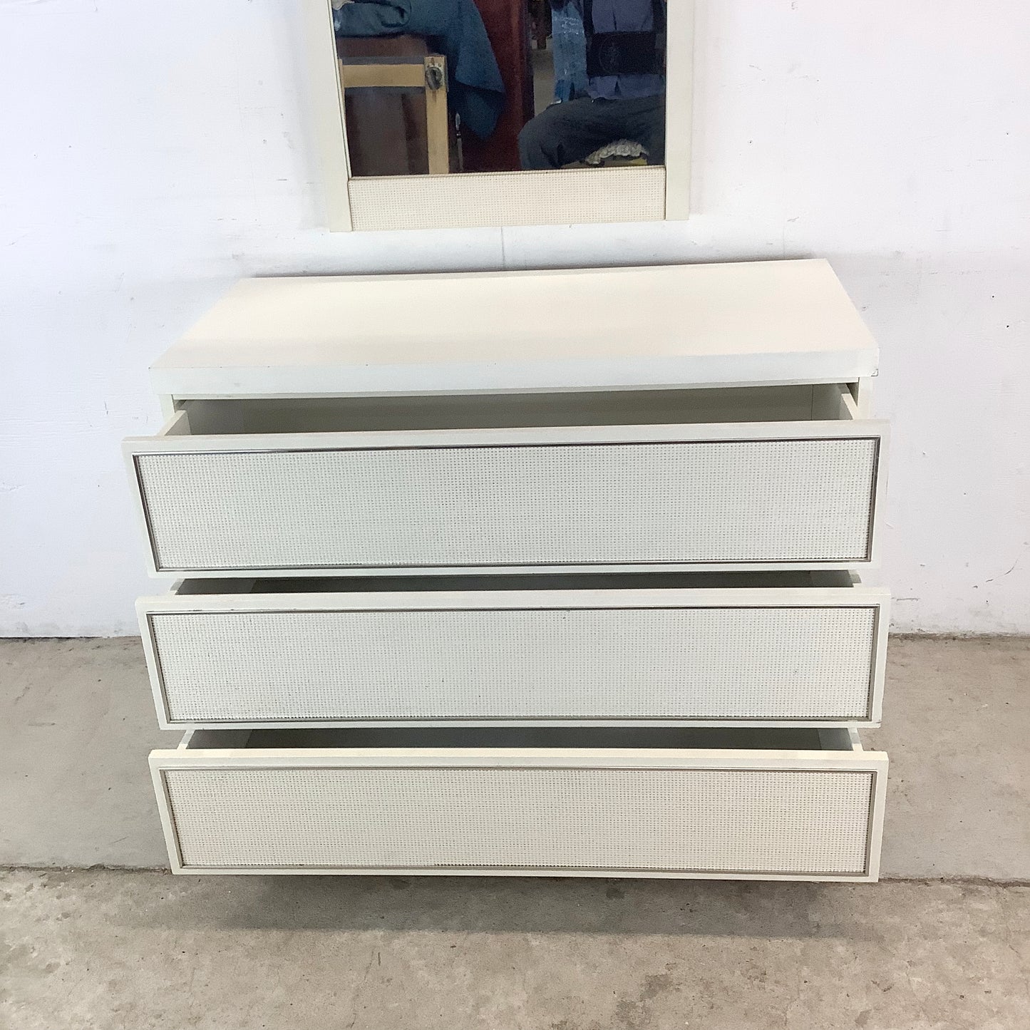 Vintage Modern Three Drawer Dresser With Mirror