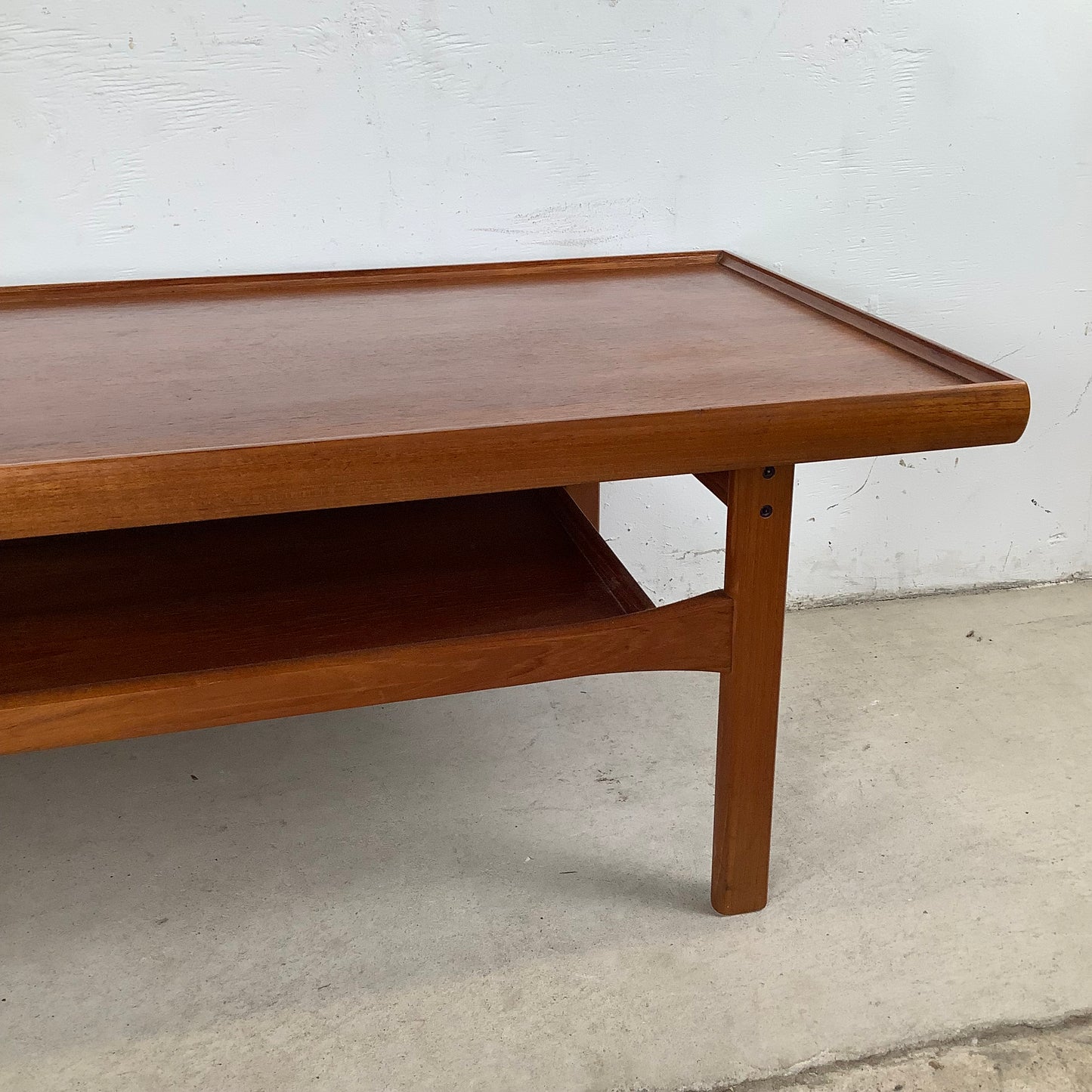 Scandinavian Modern Teak Raised Edge Coffee Table