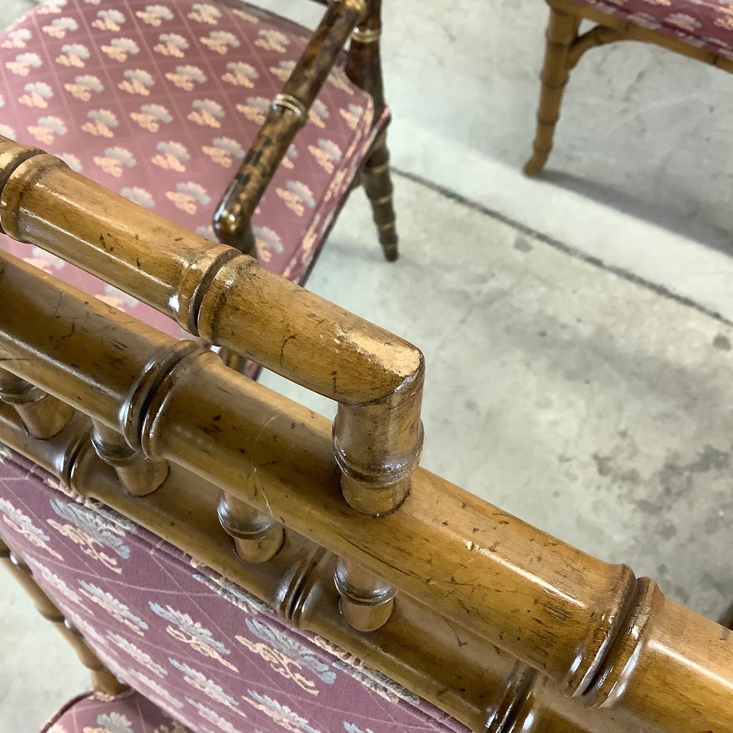 Vintage Regency Faux Bamboo Dining Chairs- set of Six