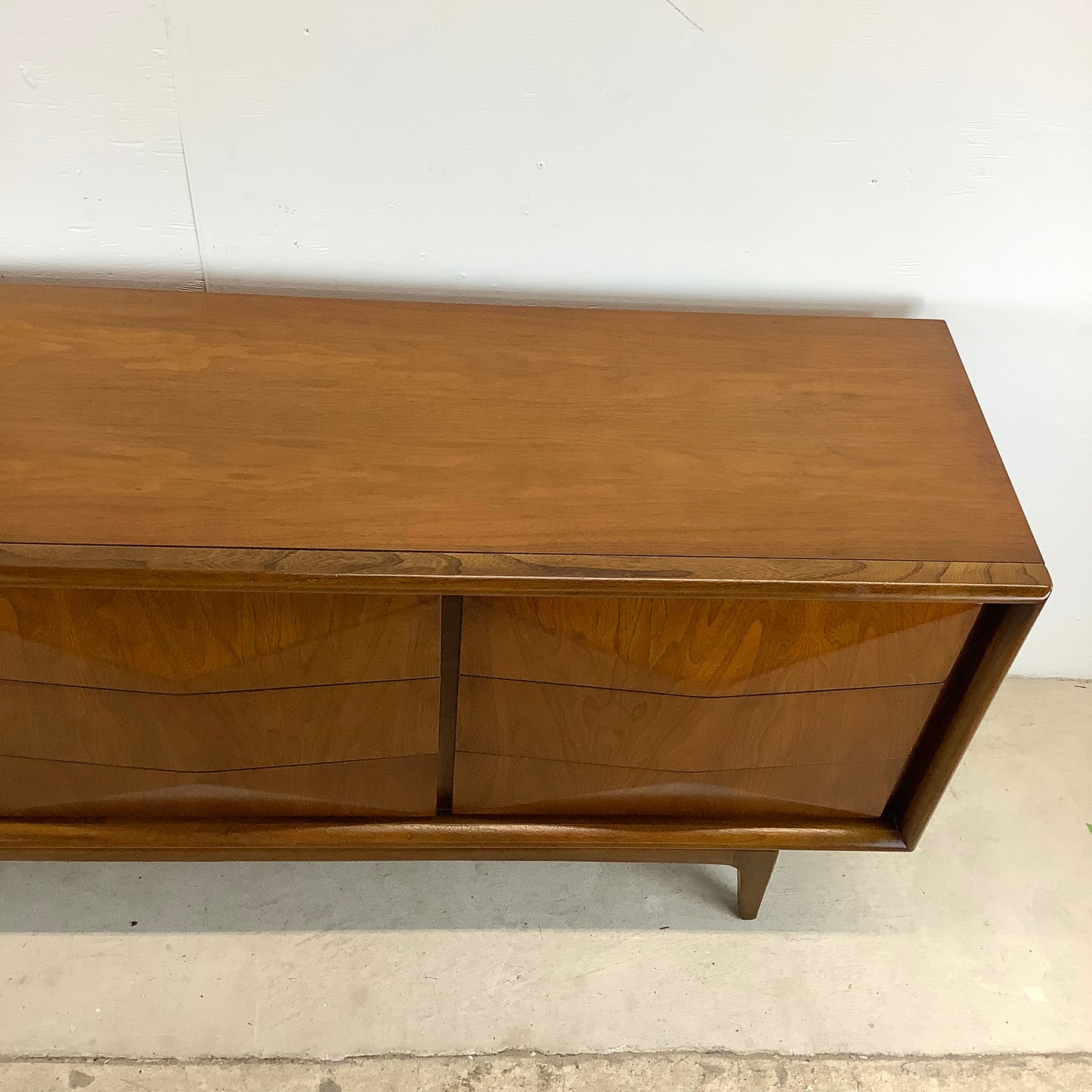 MCM Walnut Diamond Front Dresser by United Furniture