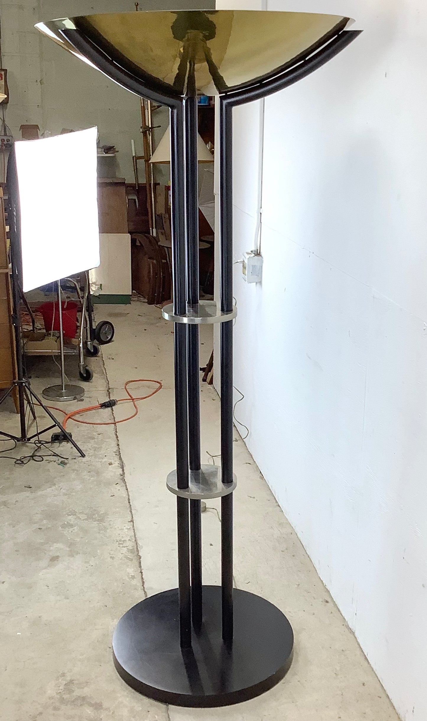 Large Modernist Torchiere Floor Lamp after Karl Springer