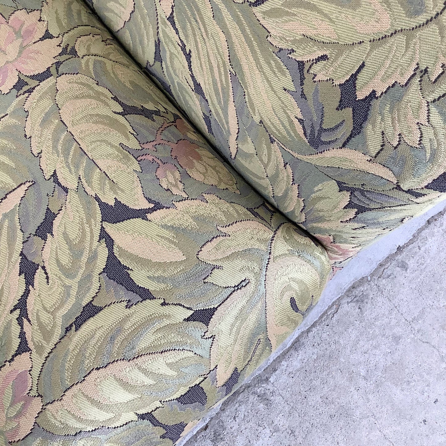 Vintage Botanical Chaise Bench With Rolled Arms