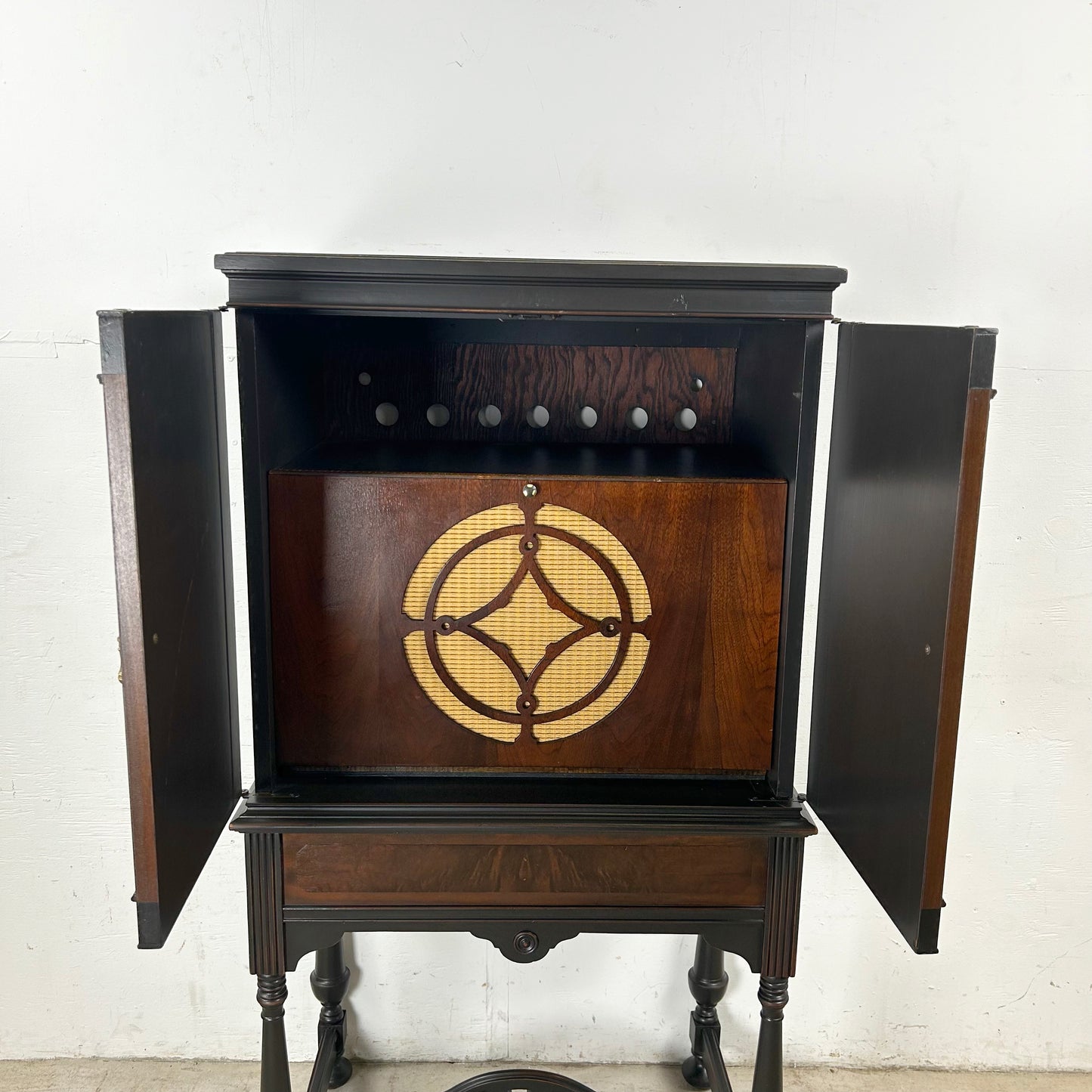 Tall Traditional Modern Bar Cabinet With Dropfront