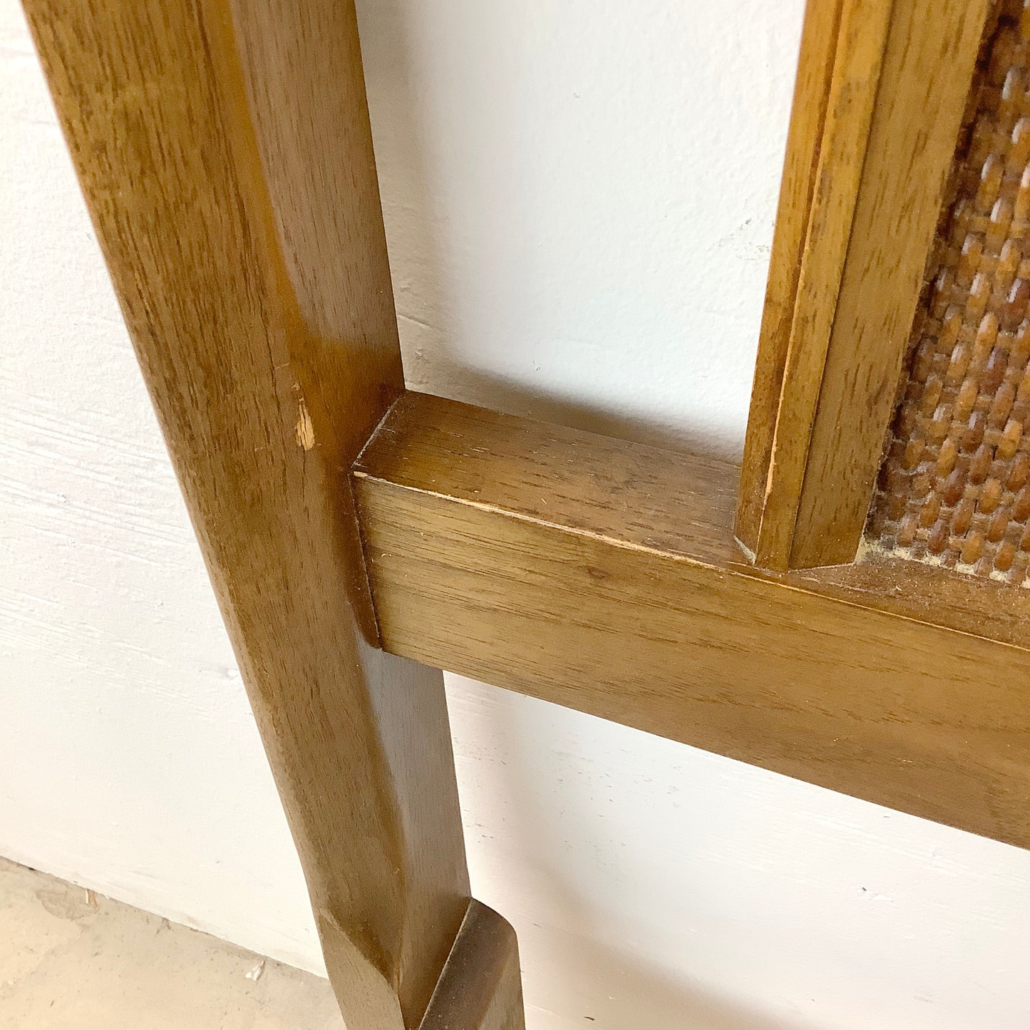 Mid-Century Walnut and Cane Headboard- King Size