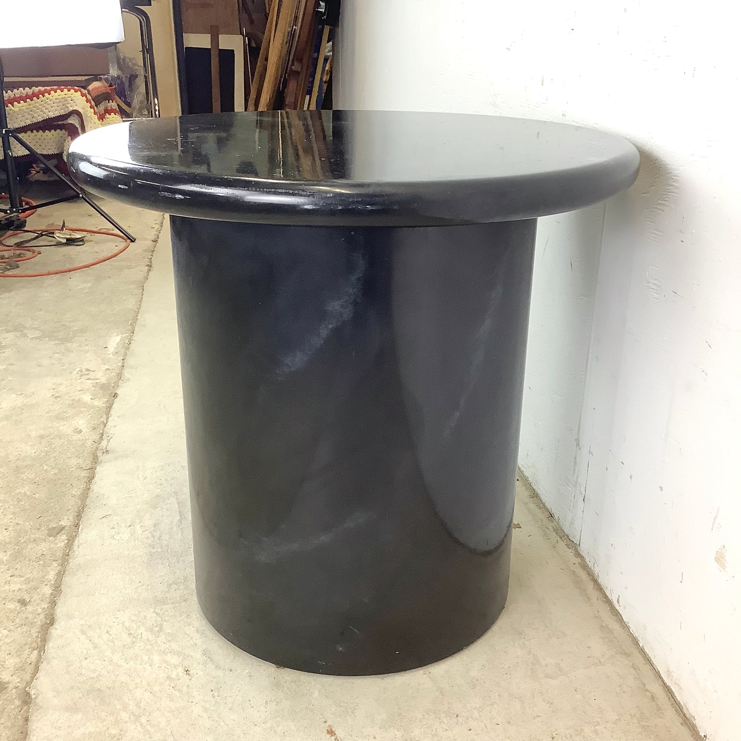 Post Modern Pedestal Side Table- Black