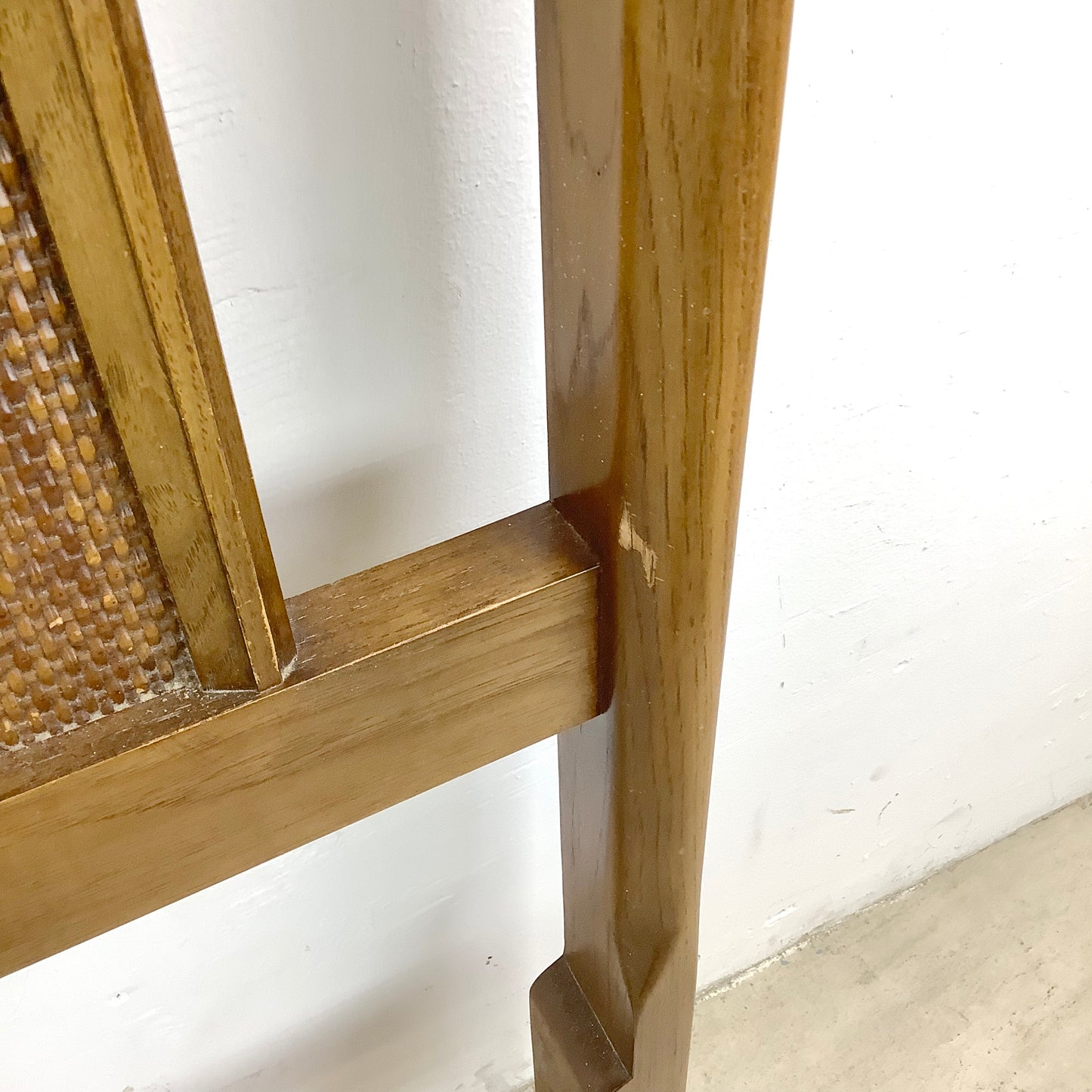 Mid-Century Walnut and Cane Headboard- King Size