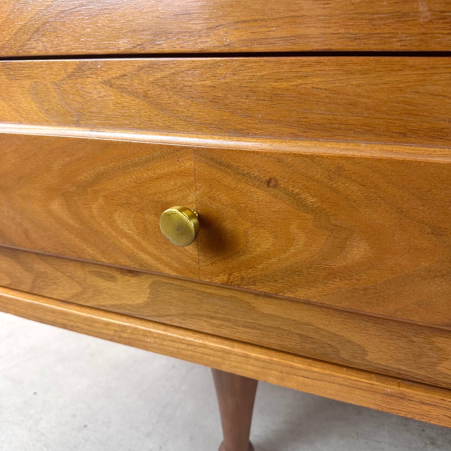 Mid-Century Lowboy Walnut Dresser With Drumstick Legs