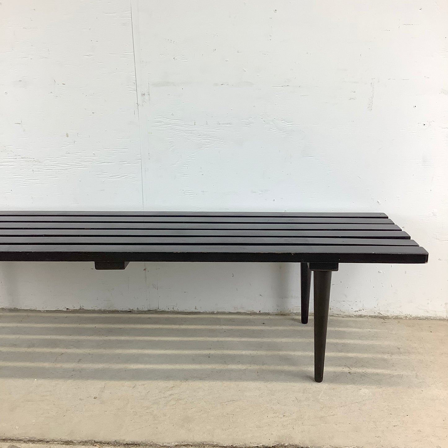 Vintage Modern Black Slat Coffee Table or Bench