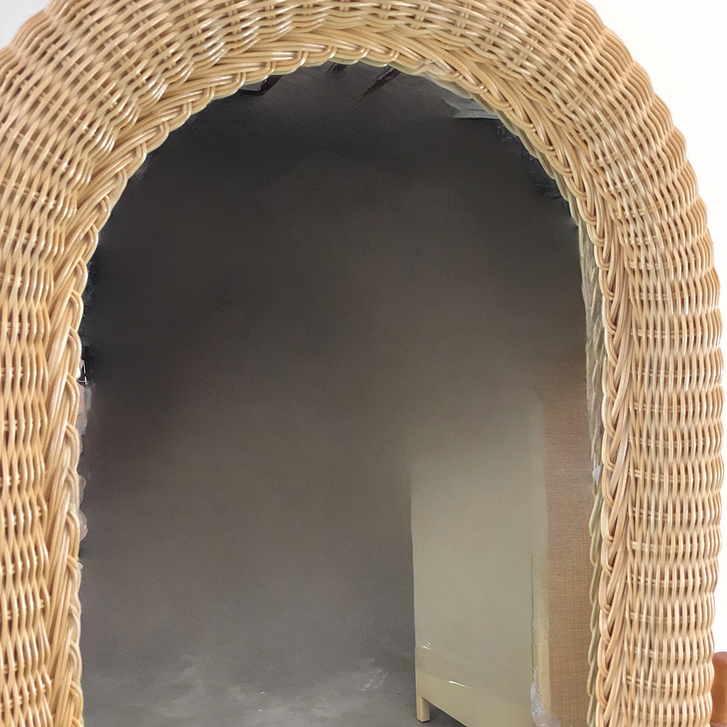 Vintage Wicker Cheval Style Floor Mirror