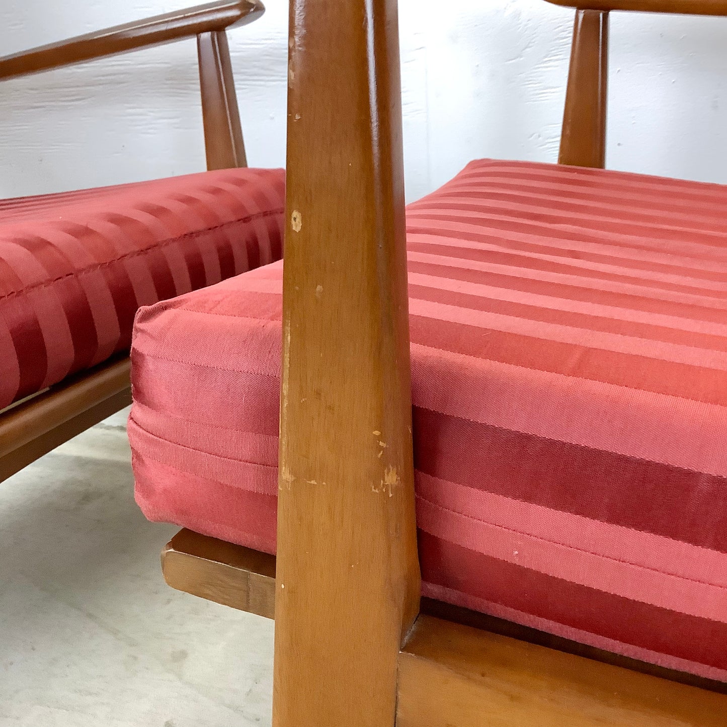 Pair Mid-Century Walnut Frame Lounge Chairs