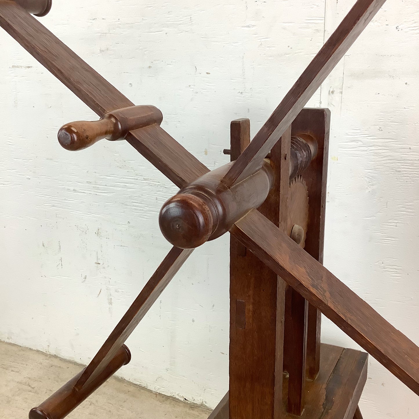 Vintage Wooden Yarn Winder – Functional Folk Sculpture