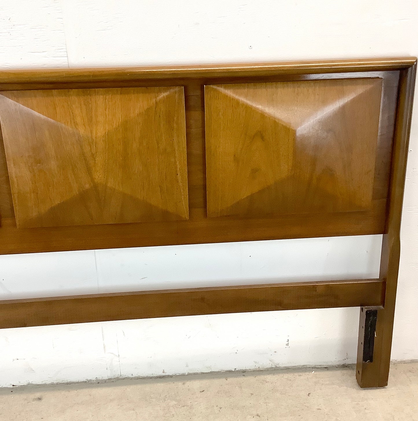 Mid-Century Walnut Diamond Front Bed Frame- Full