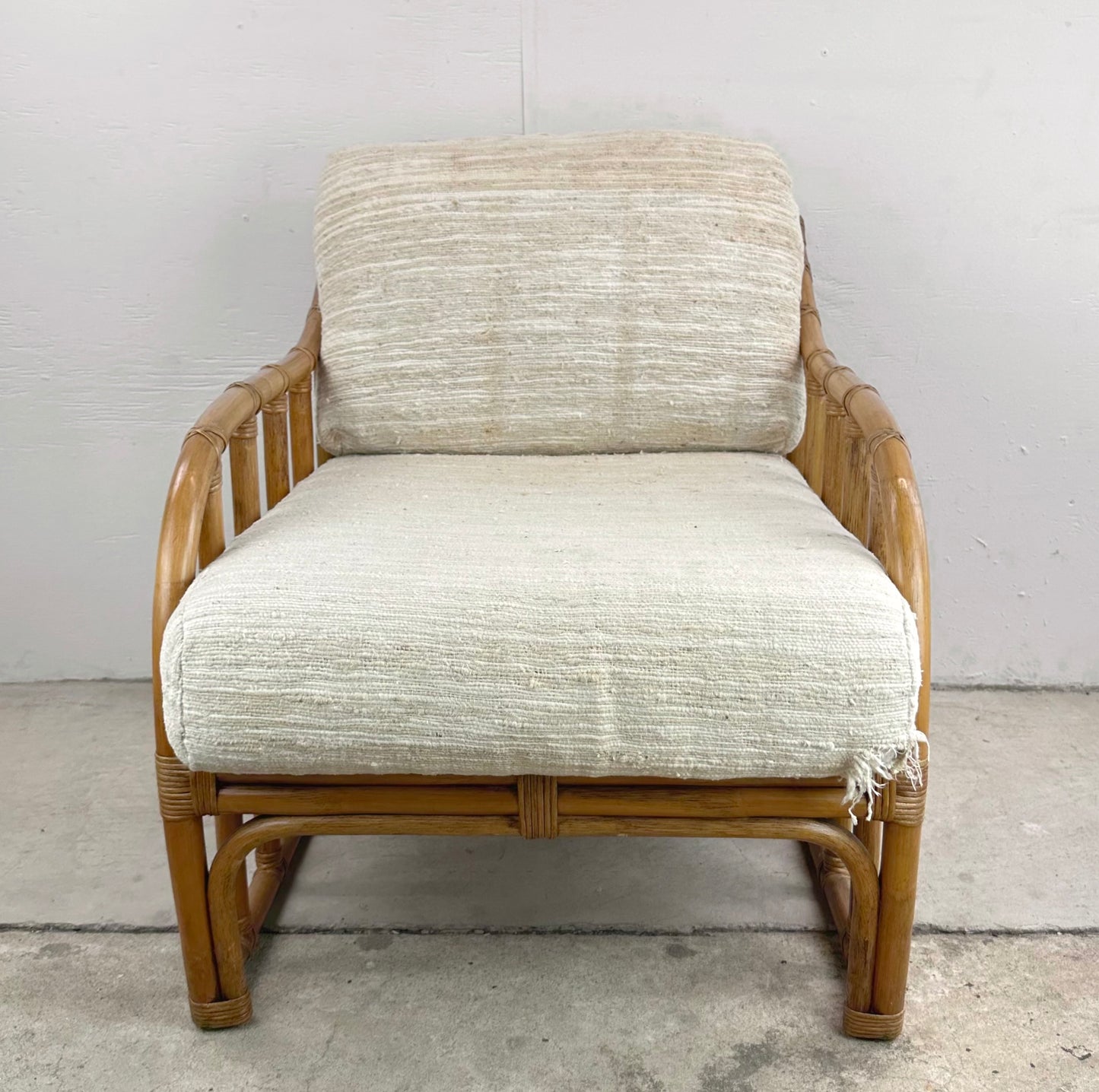 Vintage Coastal Rattan Armchair by Ficks Reed