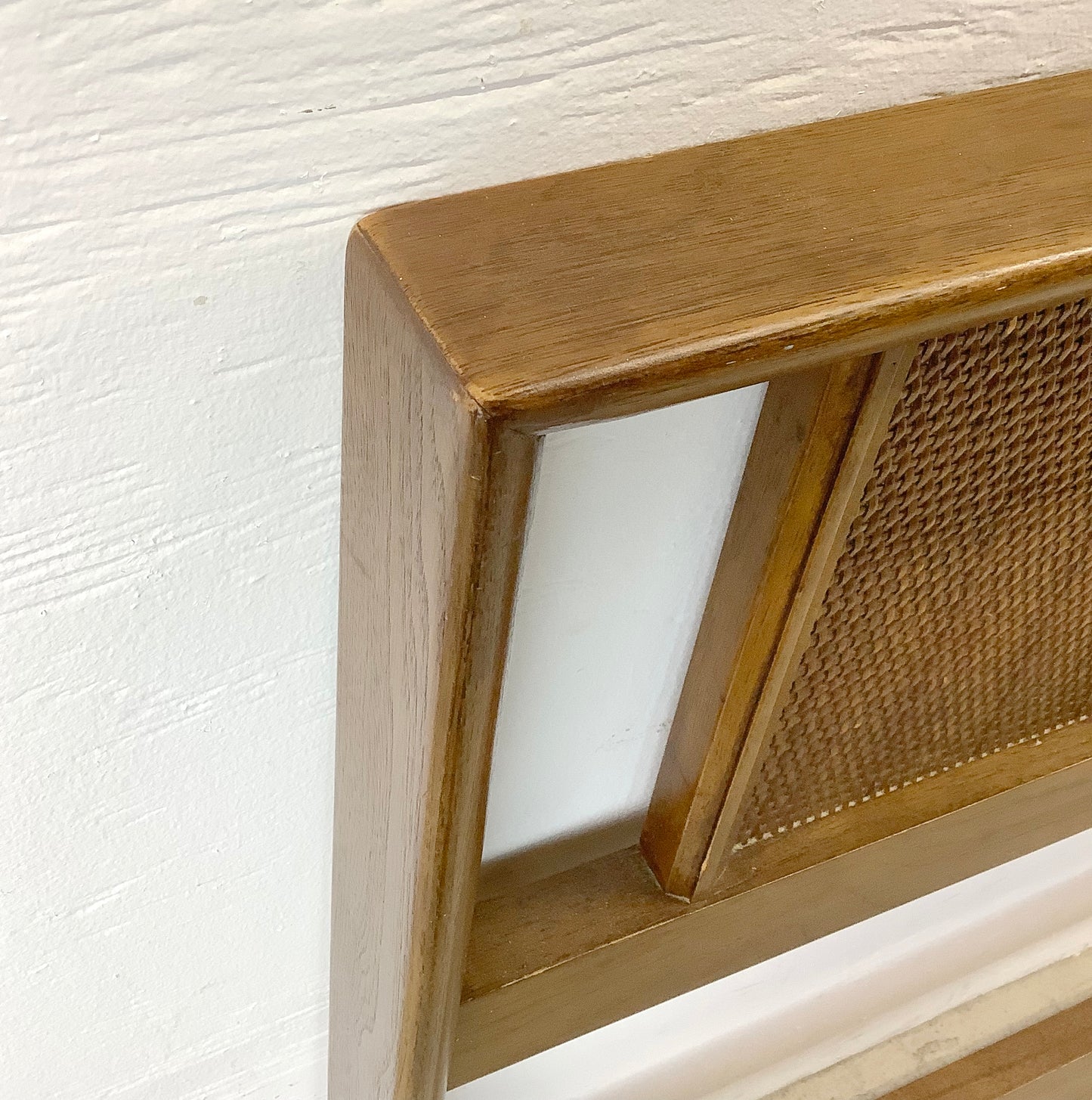 Mid-Century Walnut and Cane Headboard- King Size