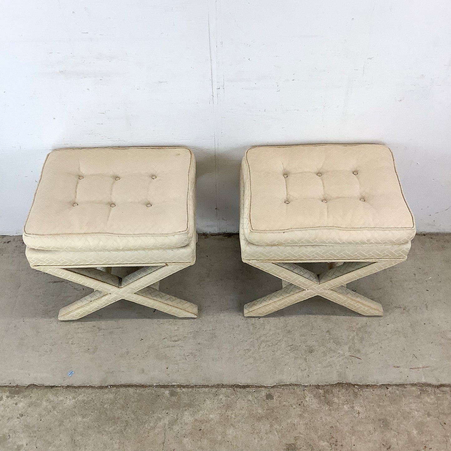 Pair Vintage X-Base Regency Benches