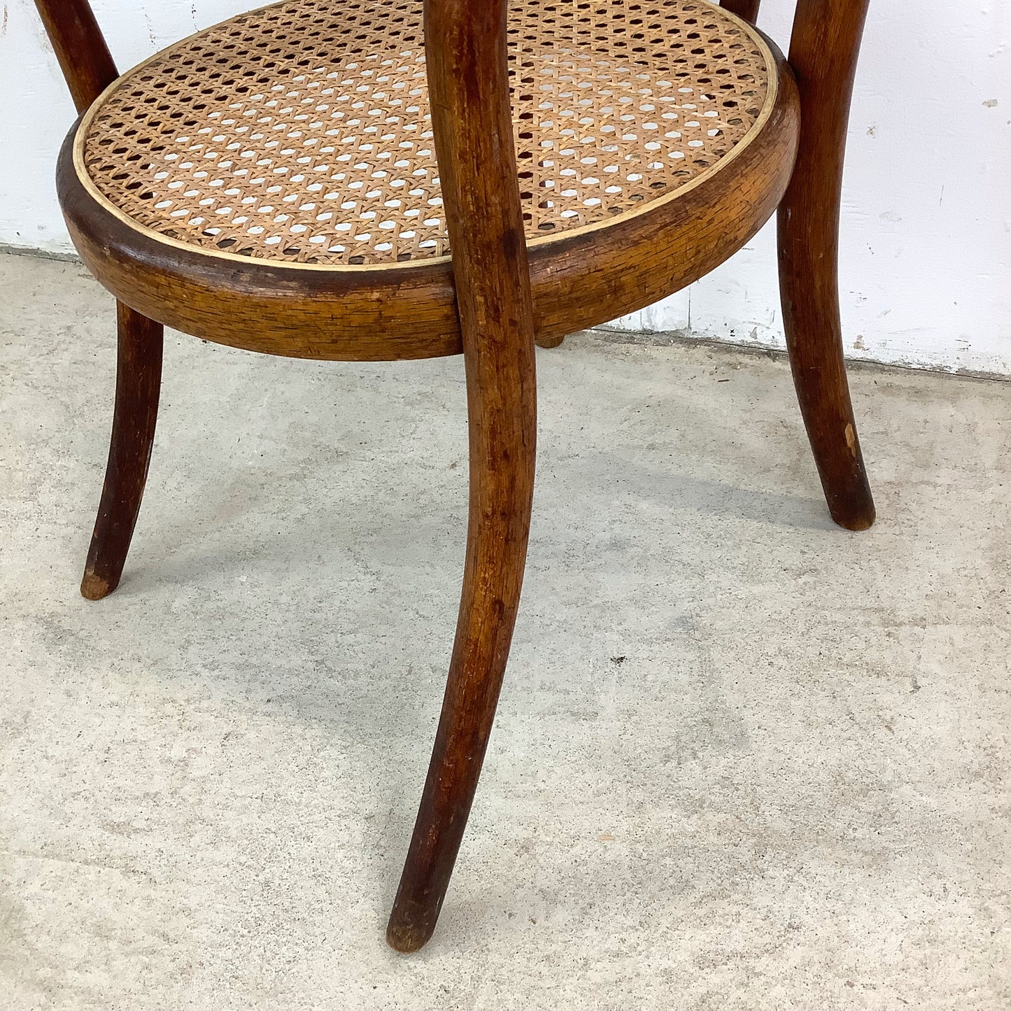 Vintage Thonet Style Children's Armchair With Bentwood Frame and Cane Seat