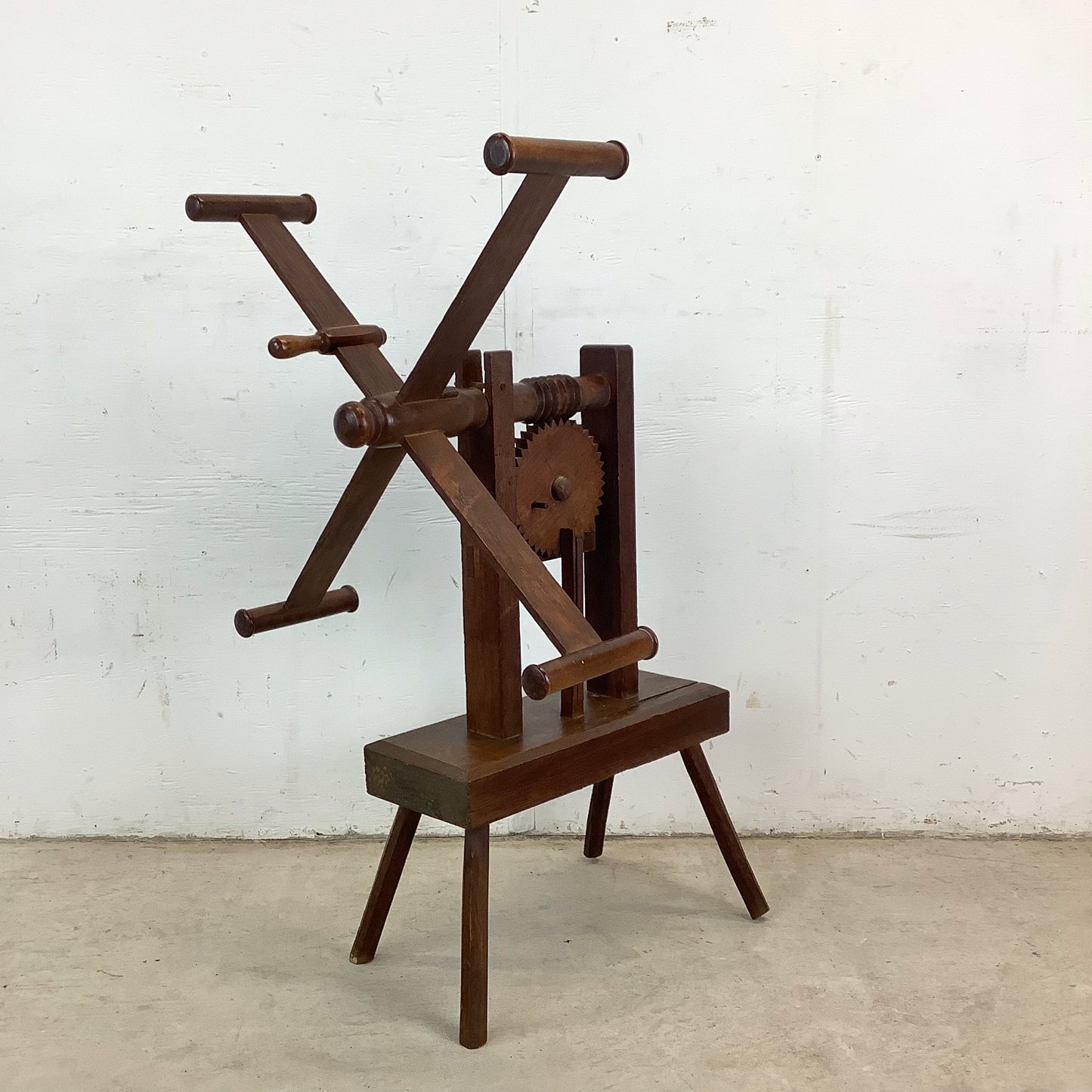 Vintage Wooden Yarn Winder – Functional Folk Sculpture